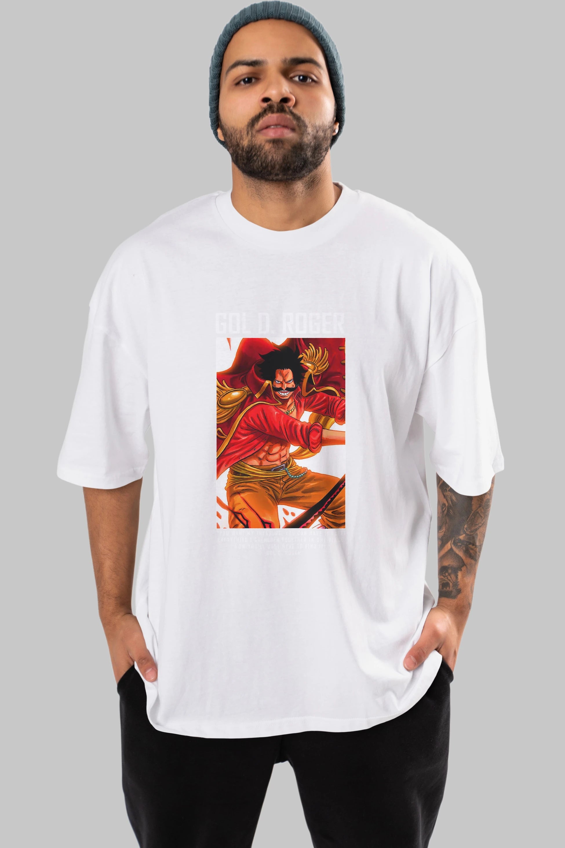 Gol D. Roger Anime Ön Baskılı Oversize t-shirt Erkek Kadın Unisex