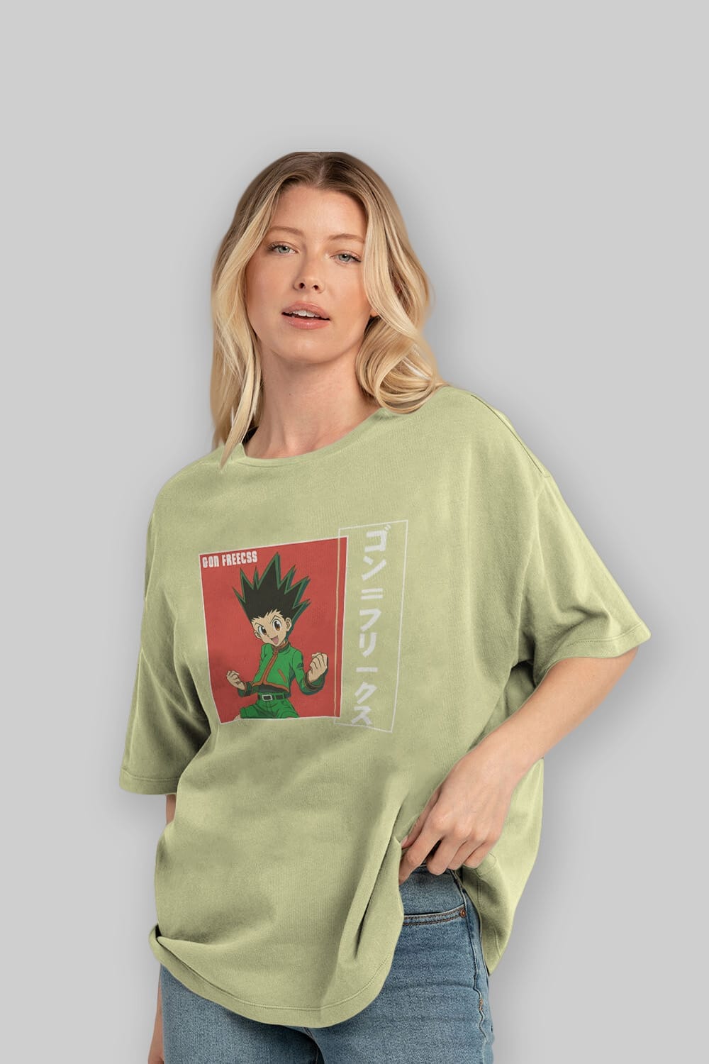 Gon Freecss HUNTER X HUNTER 5 Anime Ön Baskılı Oversize t-shirt %100 pamuk Erkek Kadın Unisex