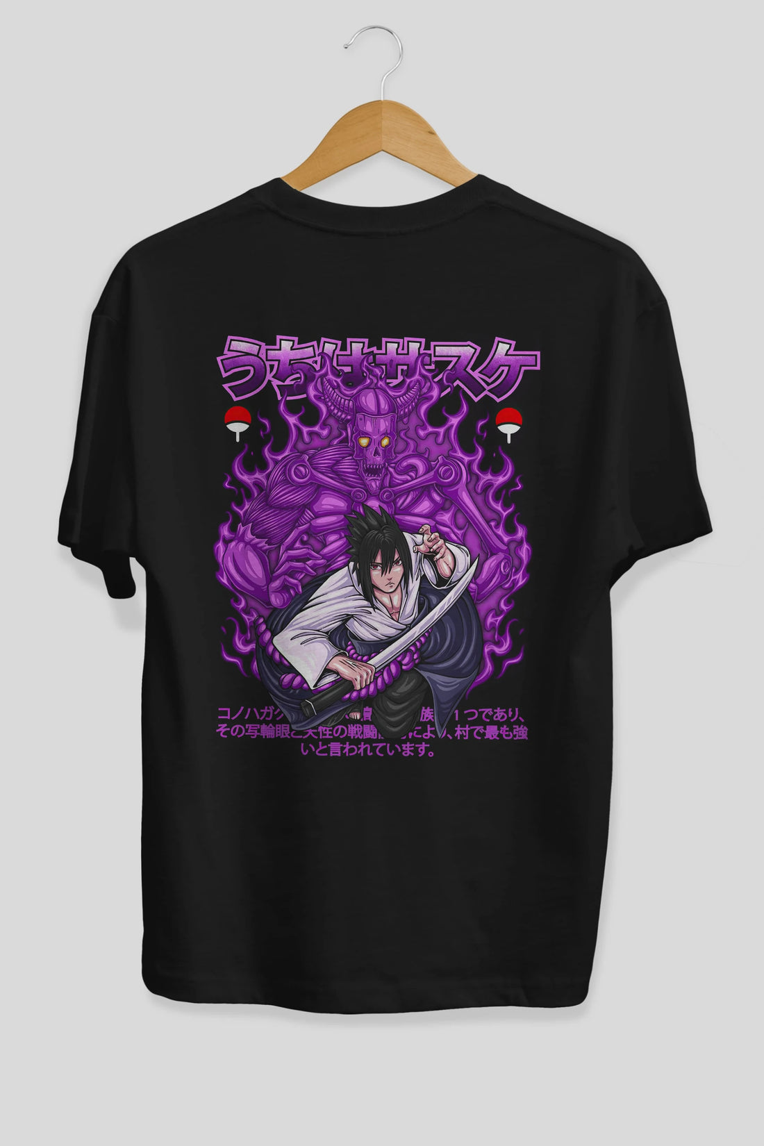 SASUKE UCHIHA NARUTO Anime Arka Baskılı Oversize t-shirt Erkek Kadın Unisex