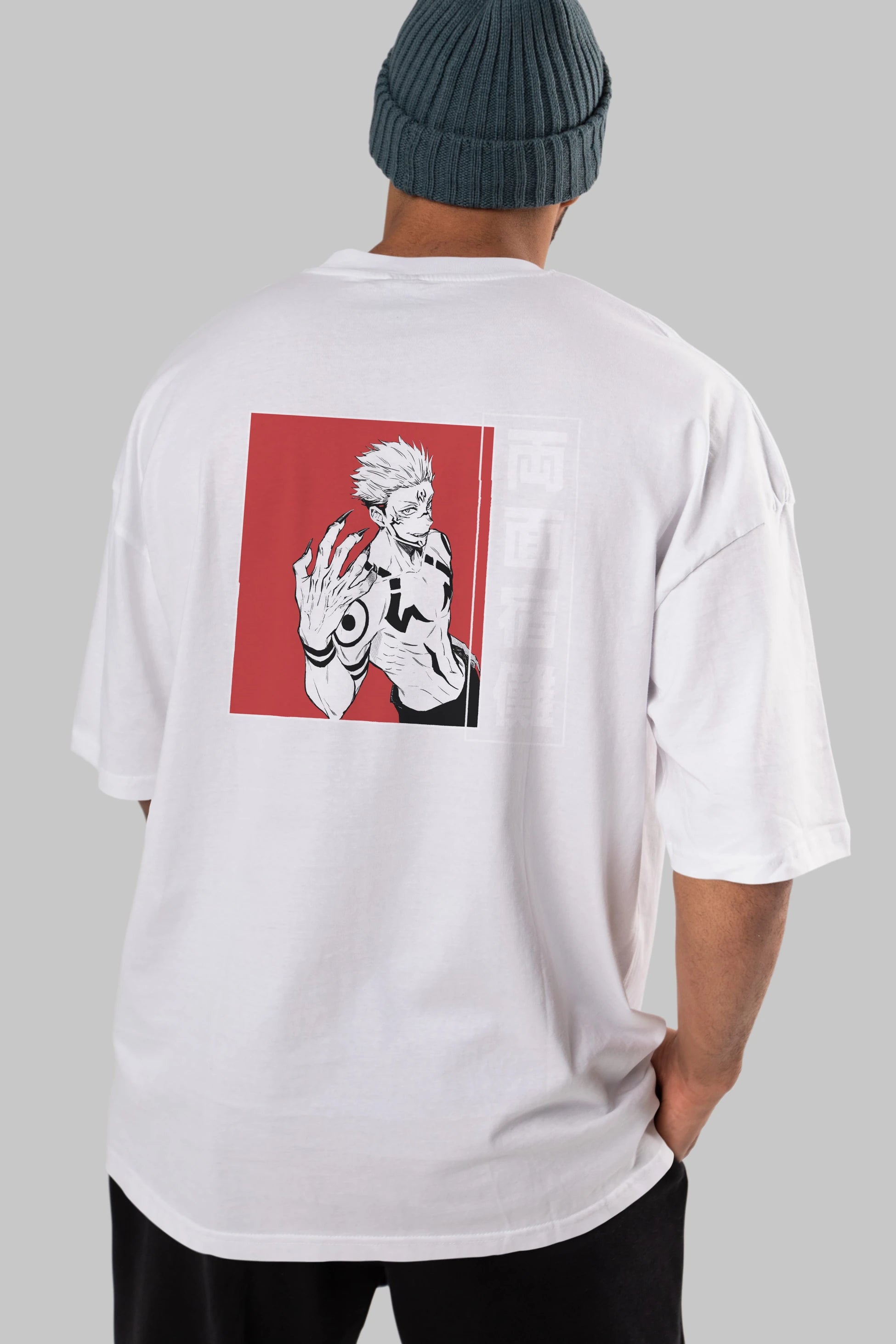 Sukuna Ryoumen 2 Anime Arka Baskılı Oversize t-shirt Erkek Kadın Unisex