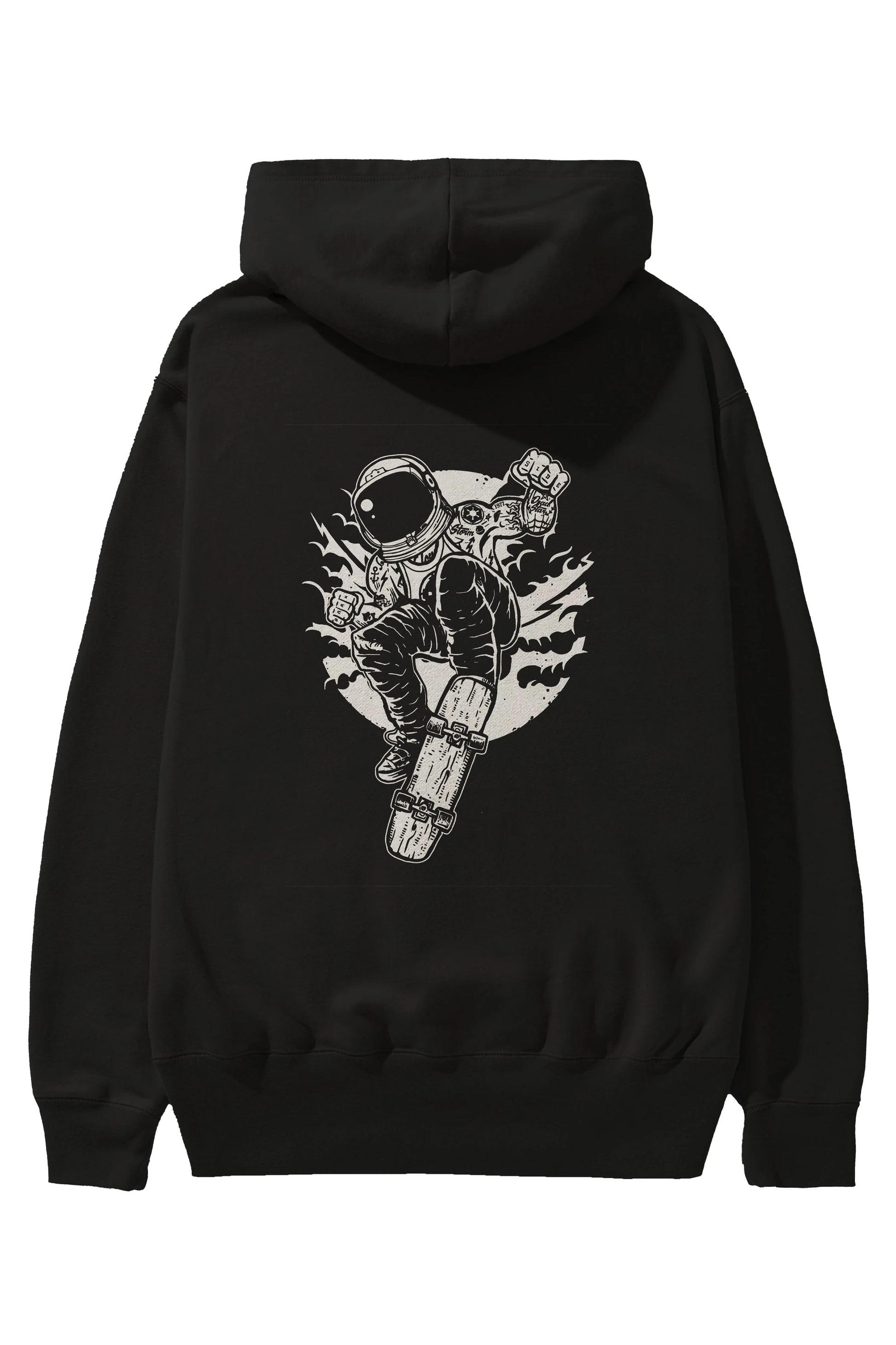 Space Skater Arka Baskılı Hoodie Oversize Kapüşonlu Sweatshirt Erkek Kadın Unisex