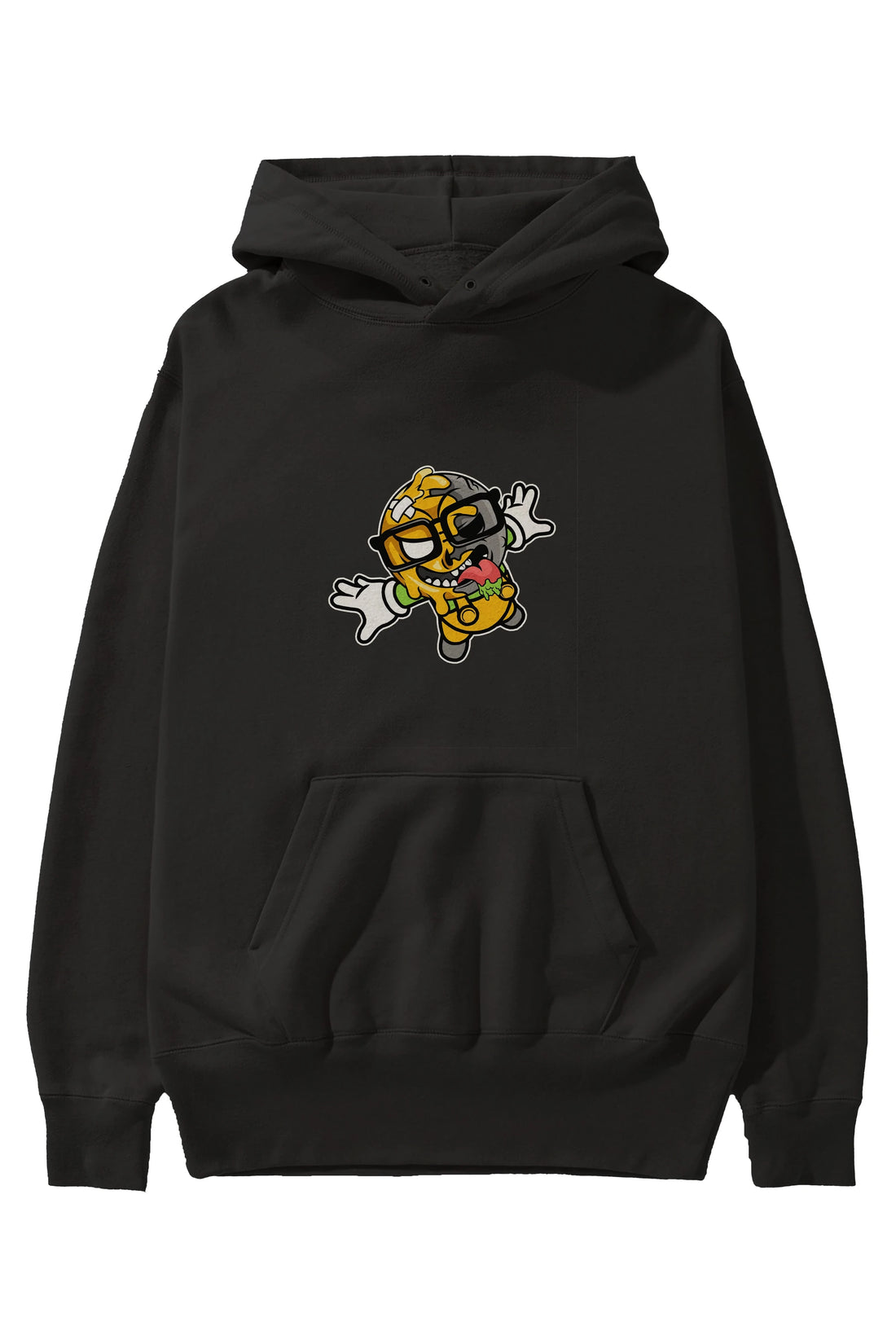 Smiley Jump Ön Baskılı Hoodie Oversize Kapüşonlu Sweatshirt Erkek Kadın Unisex