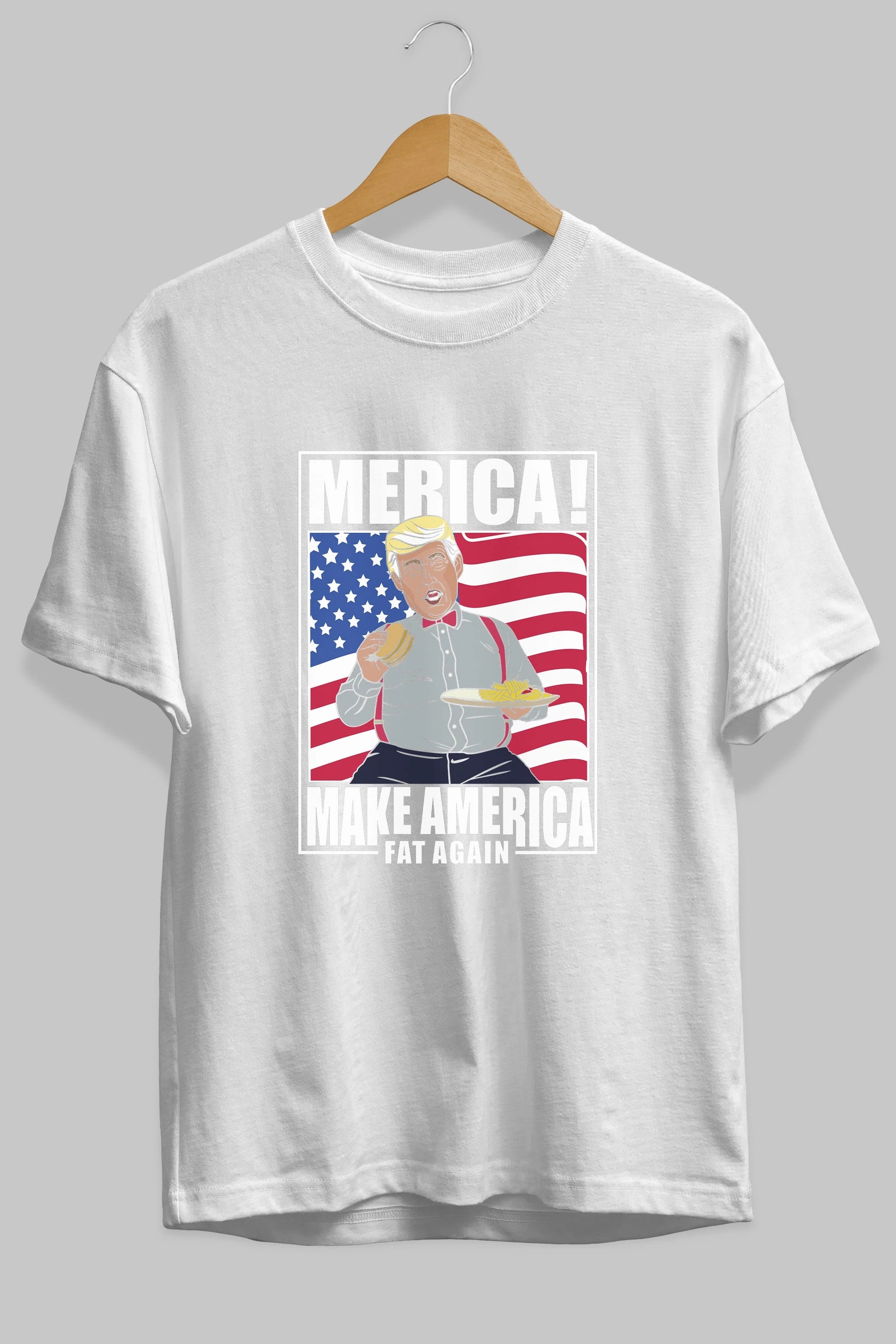 Trump Burger Ön Baskılı Oversize t-shirt Erkek Kadın Unisex %100 Pamuk tişort