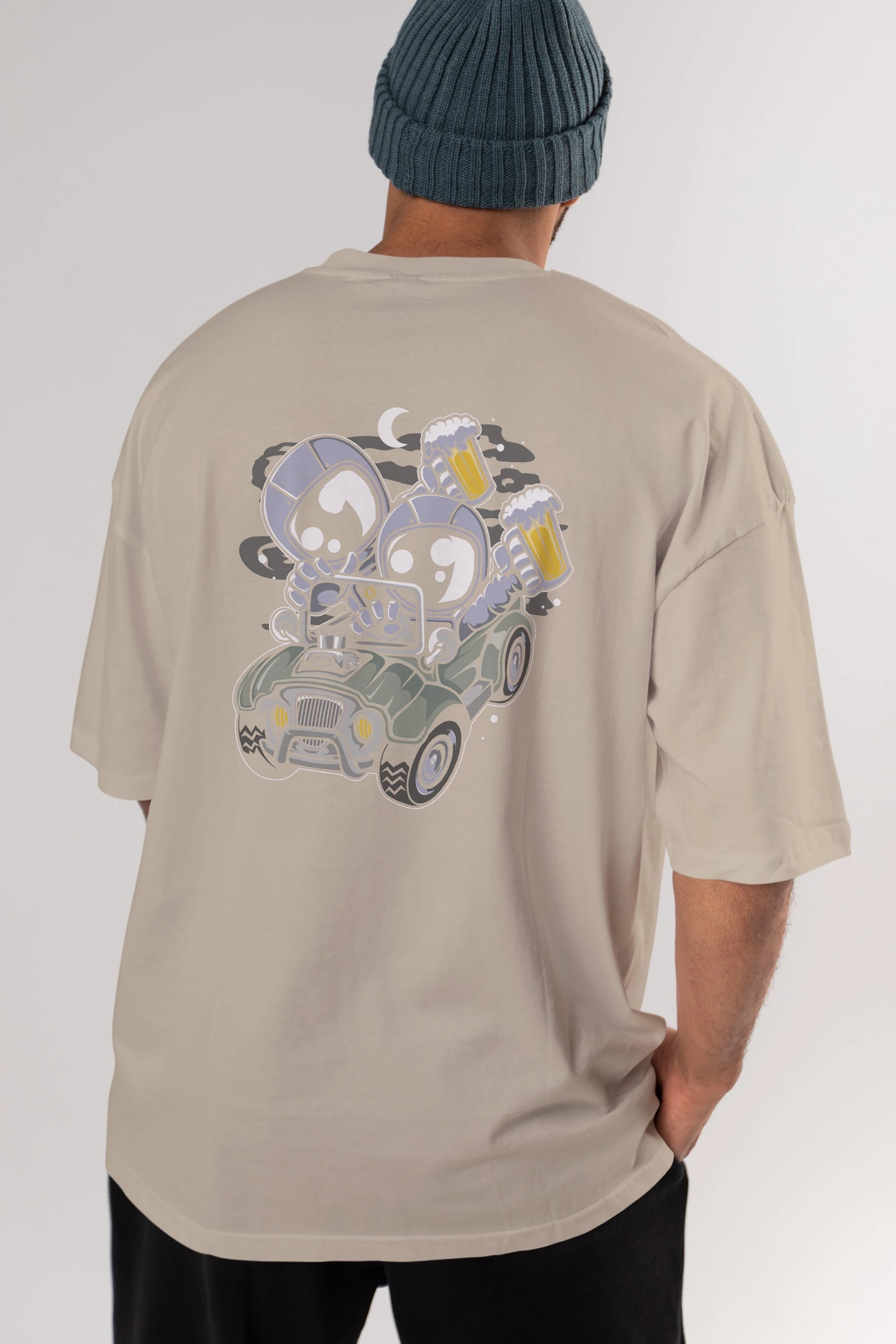 Astronaut Offroad Arka Baskılı Oversize t-shirt Erkek Kadın Unisex