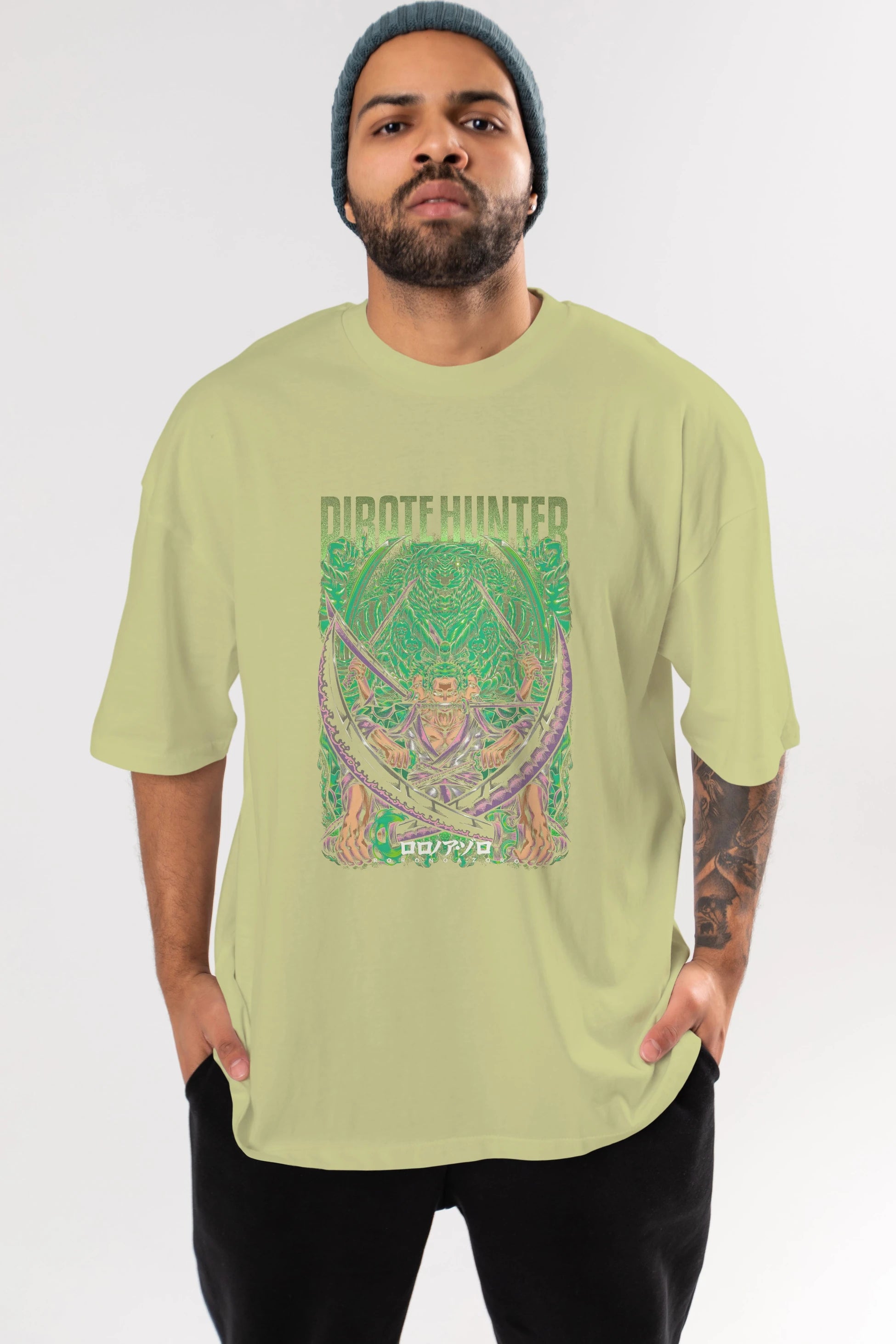 RORONOA ZORO 3 Anime Ön Baskılı Oversize t-shirt %100 pamuk Erkek Kadın Unisex