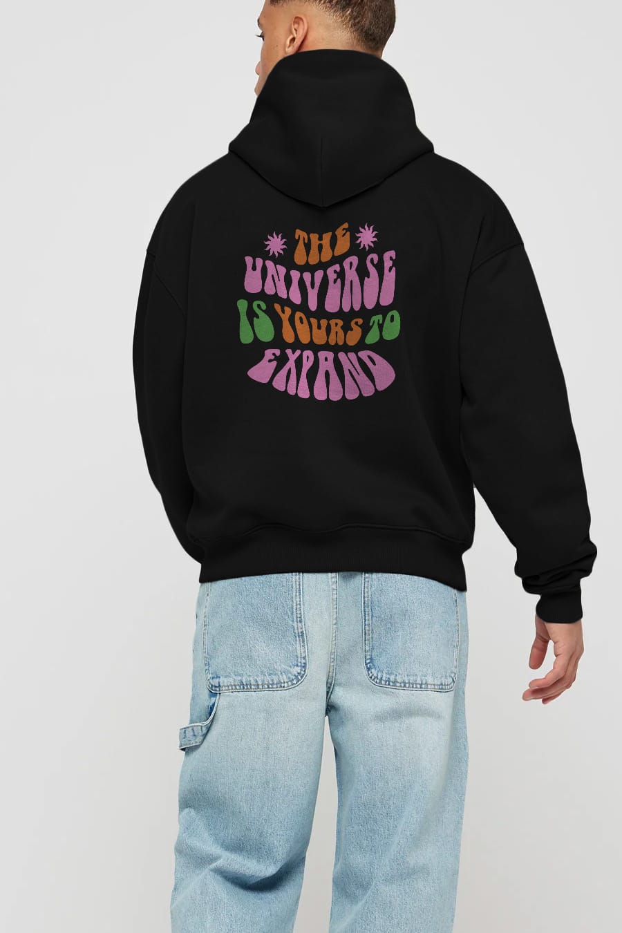 The Universe is Yours Yazılı Arka Baskılı Oversize Hoodie Kapüşonlu Sweatshirt Erkek Kadın Unisex