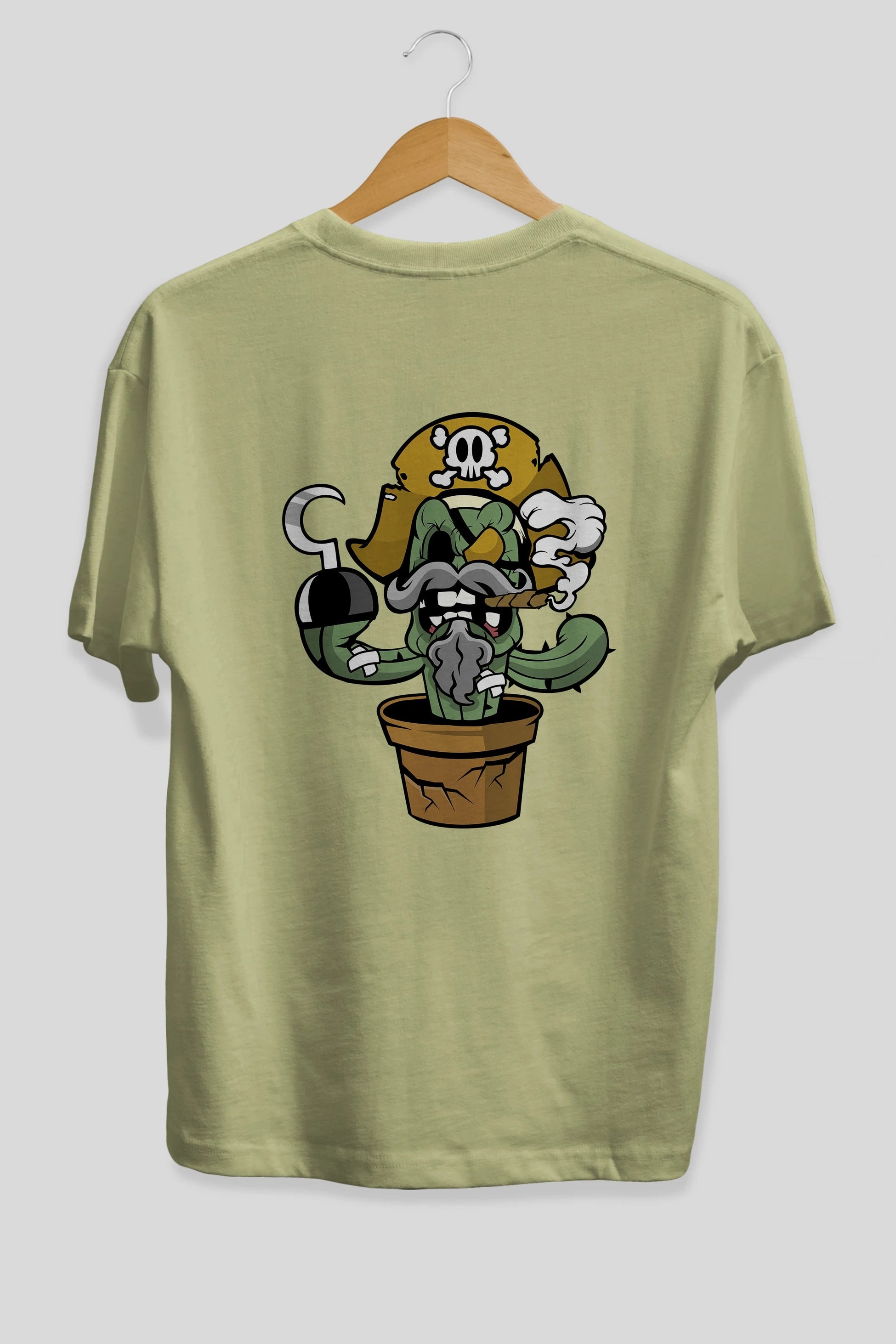Pirate Cactus Arka Baskılı Oversize t-shirt Erkek Kadın Unisex %100 Pamuk tişort