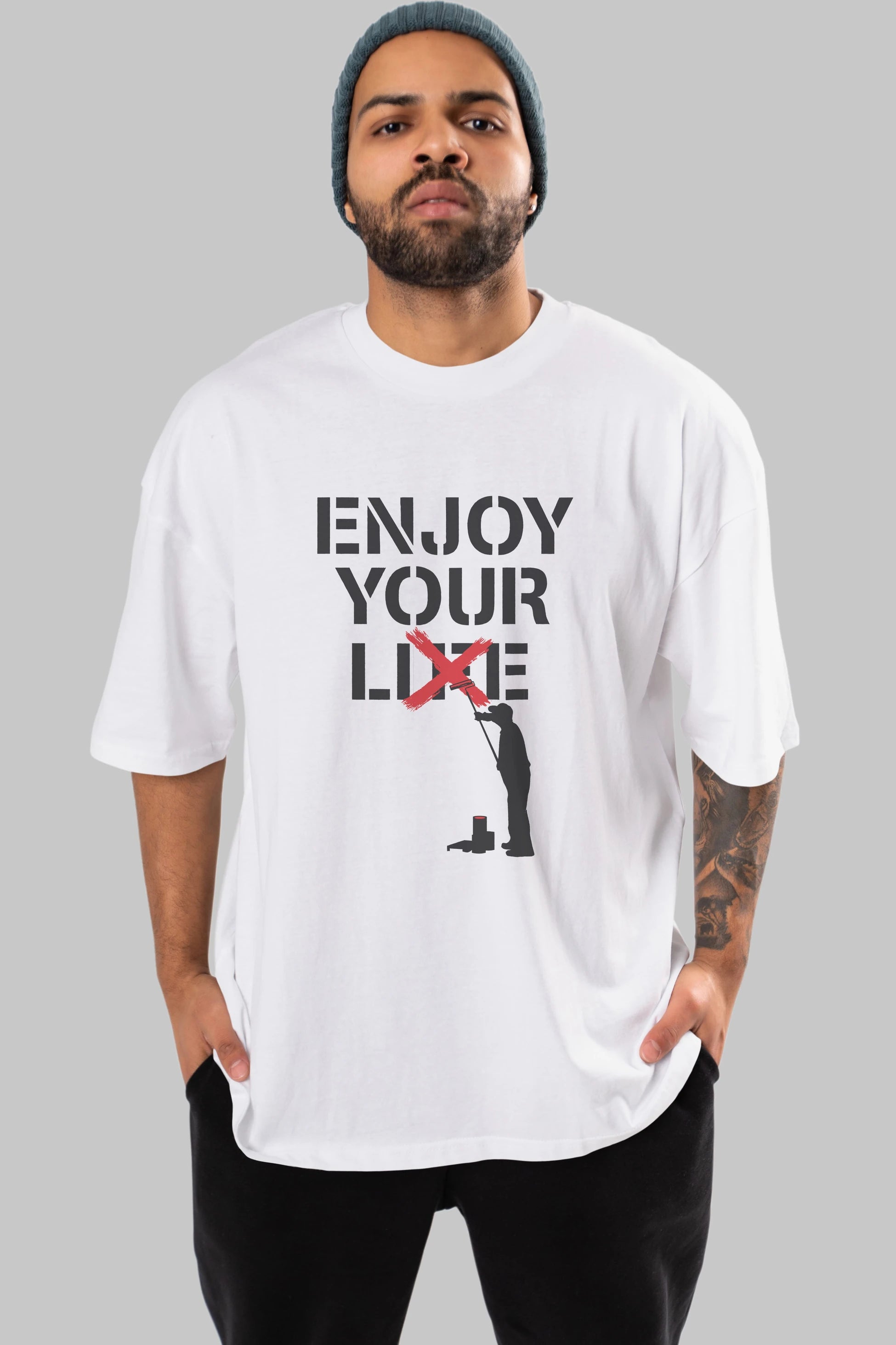 Enjoy Your Lie Ön Baskılı Oversize t-shirt %100 pamuk Erkek Kadın Unisex