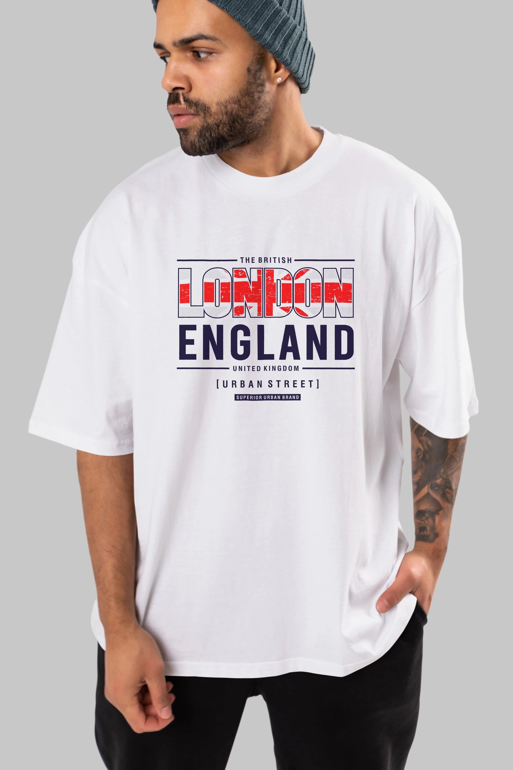 London England 2 Ön Baskılı Oversize t-shirt Erkek Kadın Unisex