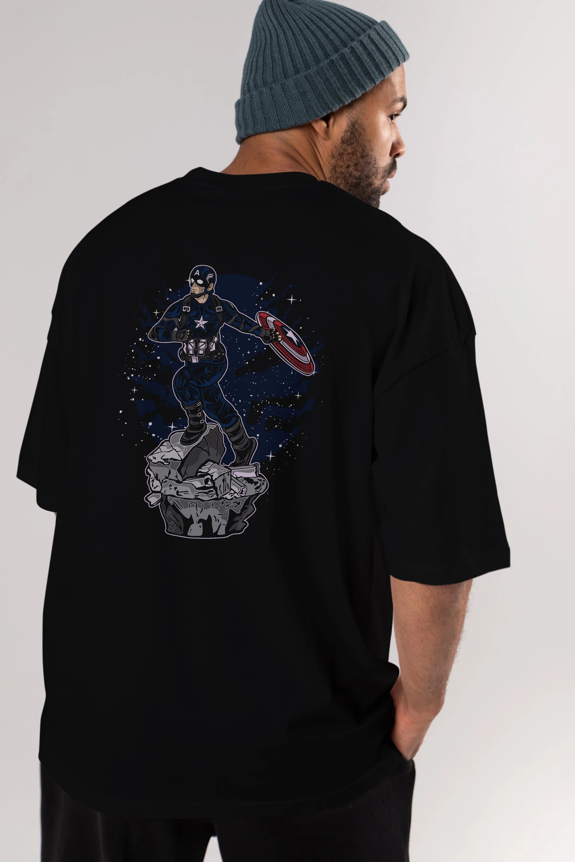 CAPTAIN AMERICA Arka Baskılı Oversize t-shirt Erkek Kadın Unisex %100 Pamuk