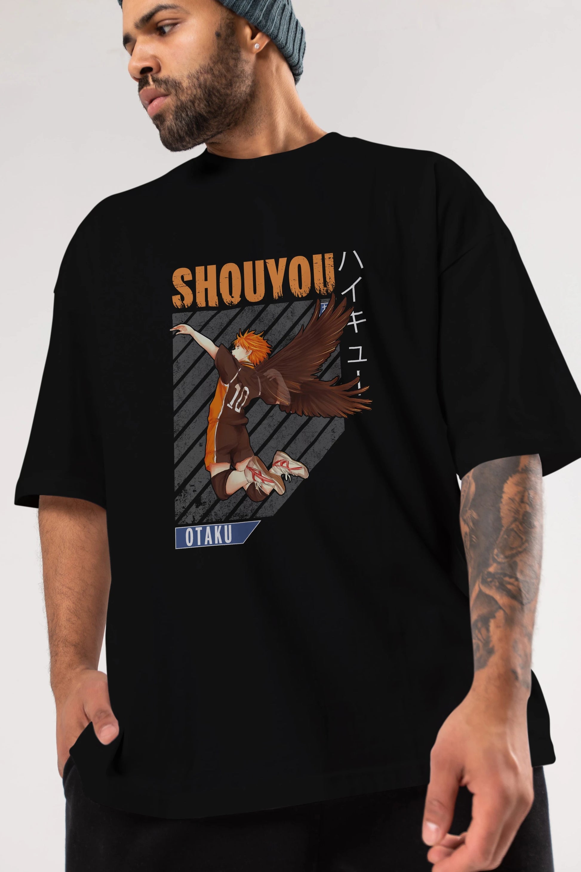 Shouyou Hinata 10 Anime Ön Baskılı Oversize t-shirt %100 pamuk Erkek Kadın Unisex