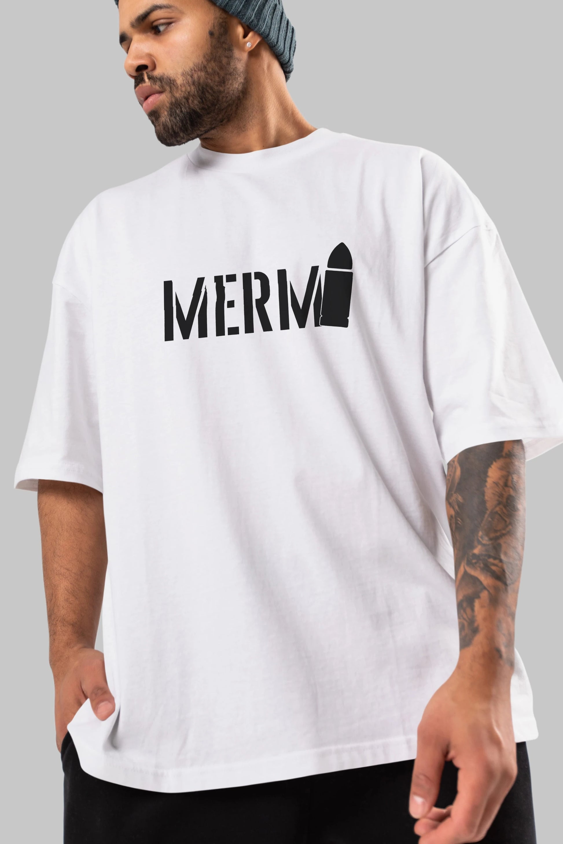 Mermi Ön Baskılı Oversize t-shirt %100 pamuk Erkek Kadın Unisex