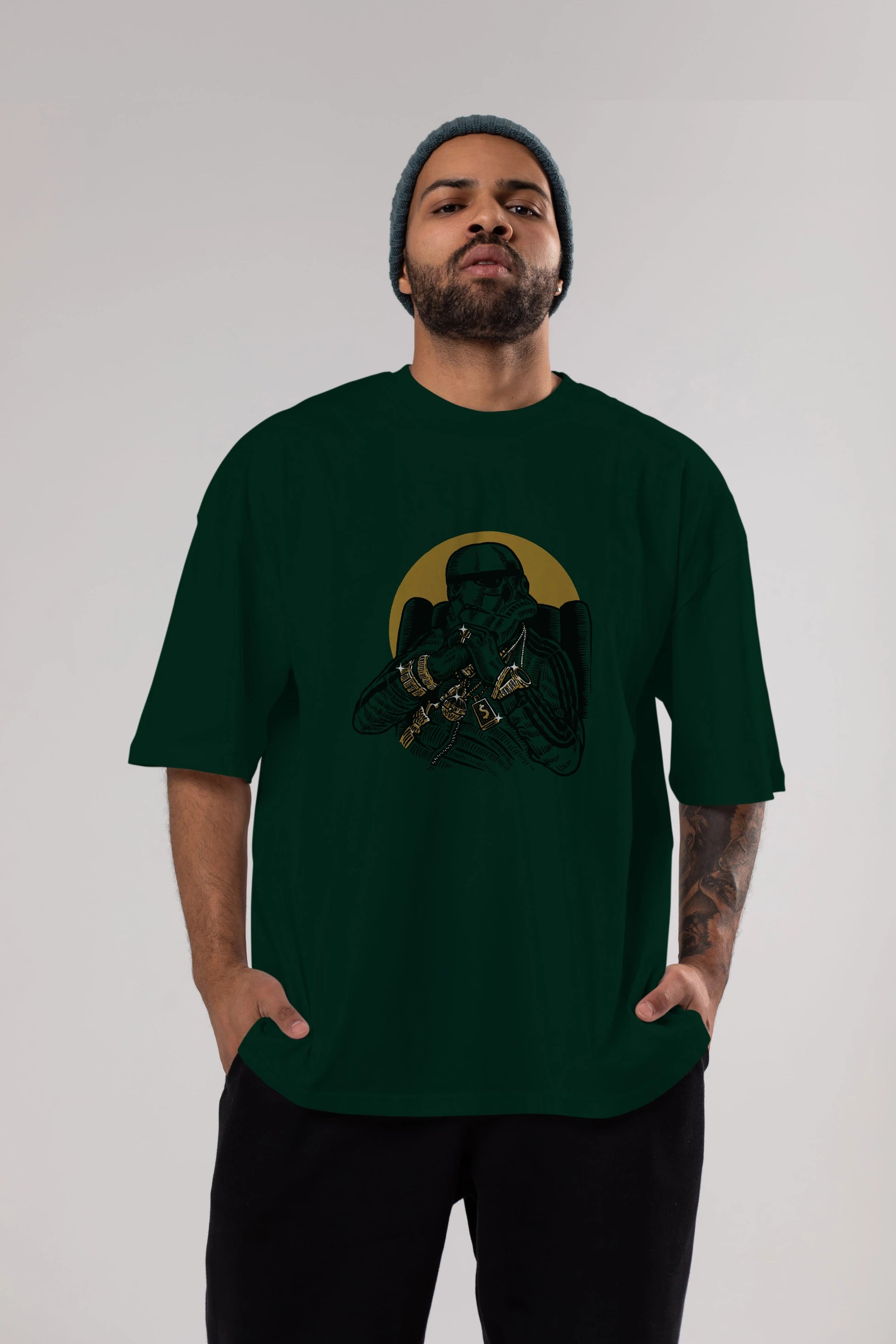 Trooper Dee Jay Ön Baskılı Oversize t-shirt Erkek Kadın Unisex %100 Pamuk tişort