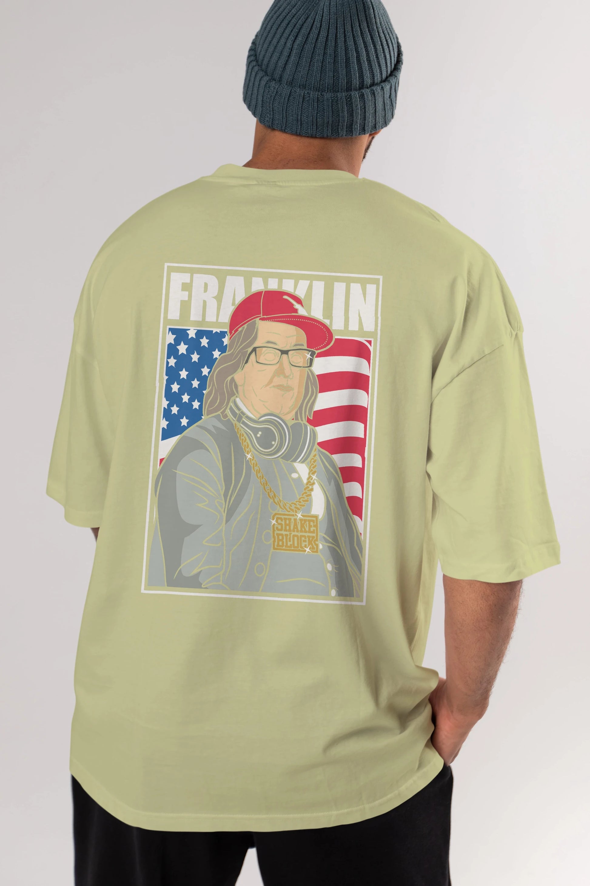 Franklin Rapper Arka Baskılı Oversize t-shirt Erkek Kadın Unisex %100 Pamuk tişort