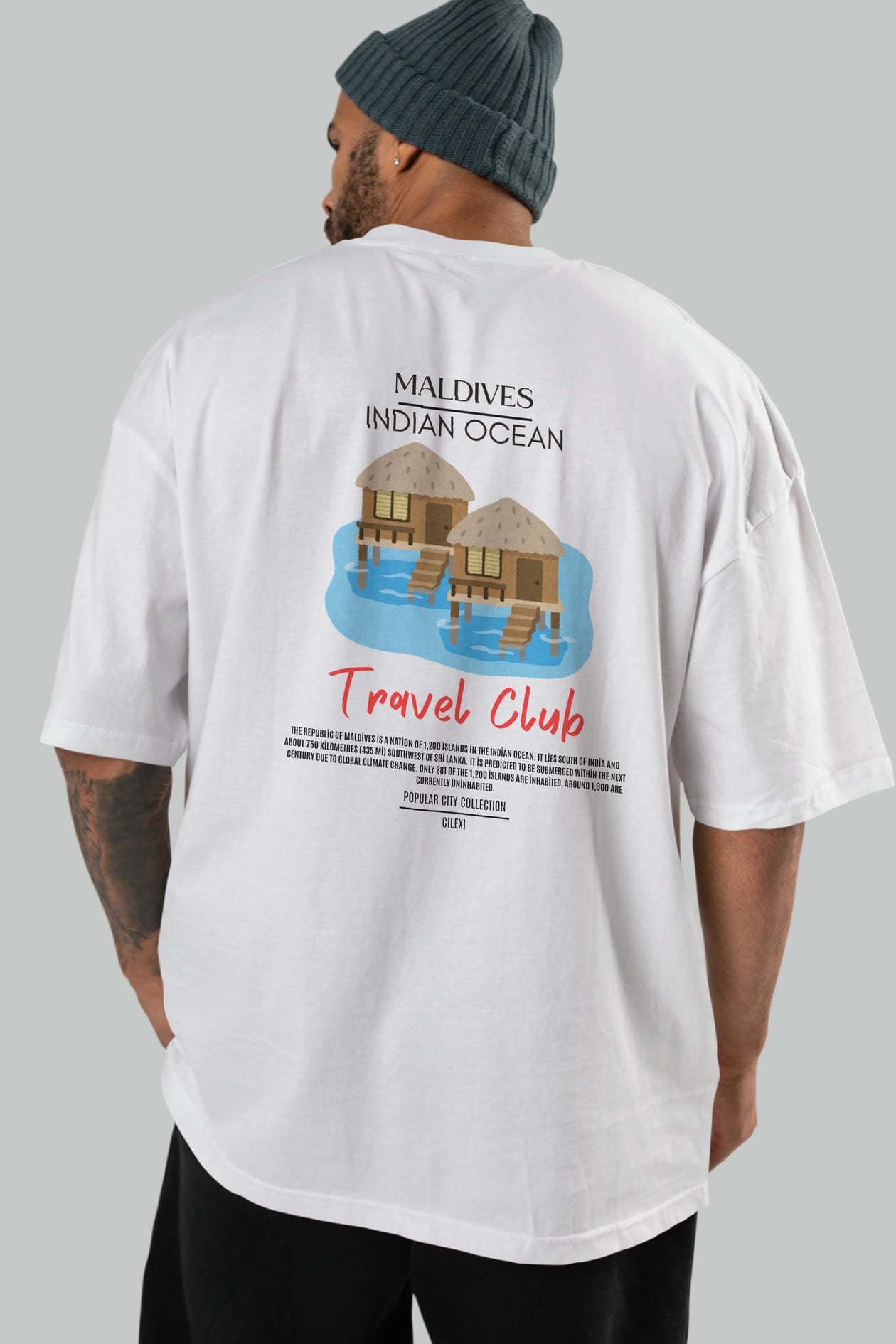 Maldives İndian Ocean Arka Baskılı Oversize t-shirt Erkek Kadın Pamuk Bisiklet Yaka tişort