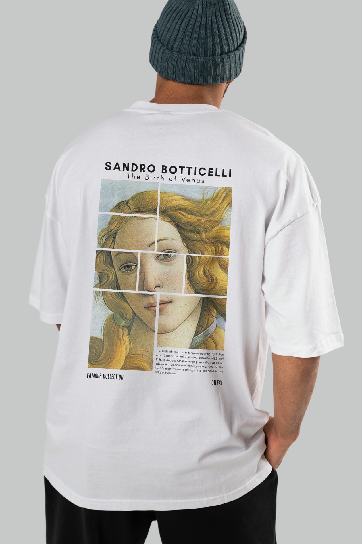 Sandro Botticelli Arka Baskılı Oversize t-shirt Erkek Kadın Bisiklet Yaka Pamuk tişort