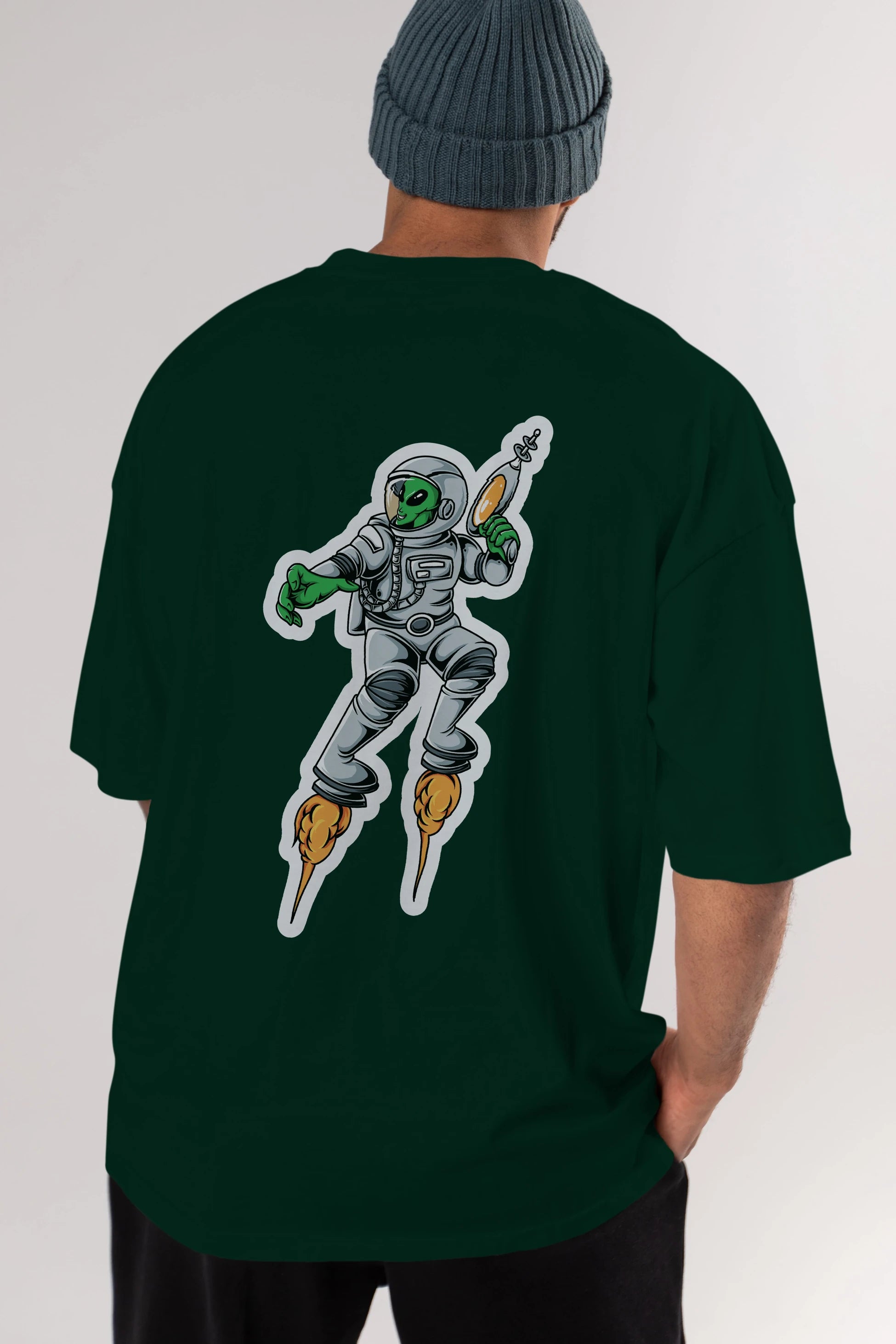 Alien Wars Sticker Arka Baskılı Oversize t-shirt Erkek Kadın Unisex