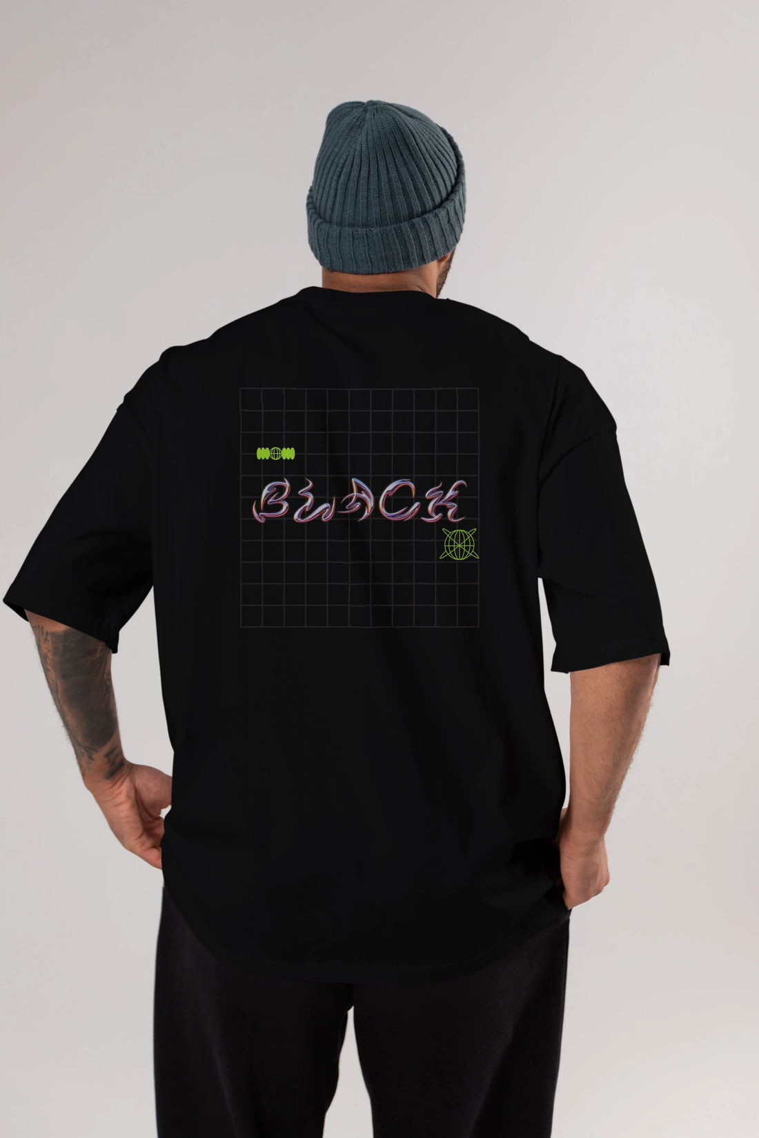 Black Yazılı Arka Baskılı Oversize t-shirt Erkek Kadın Unisex