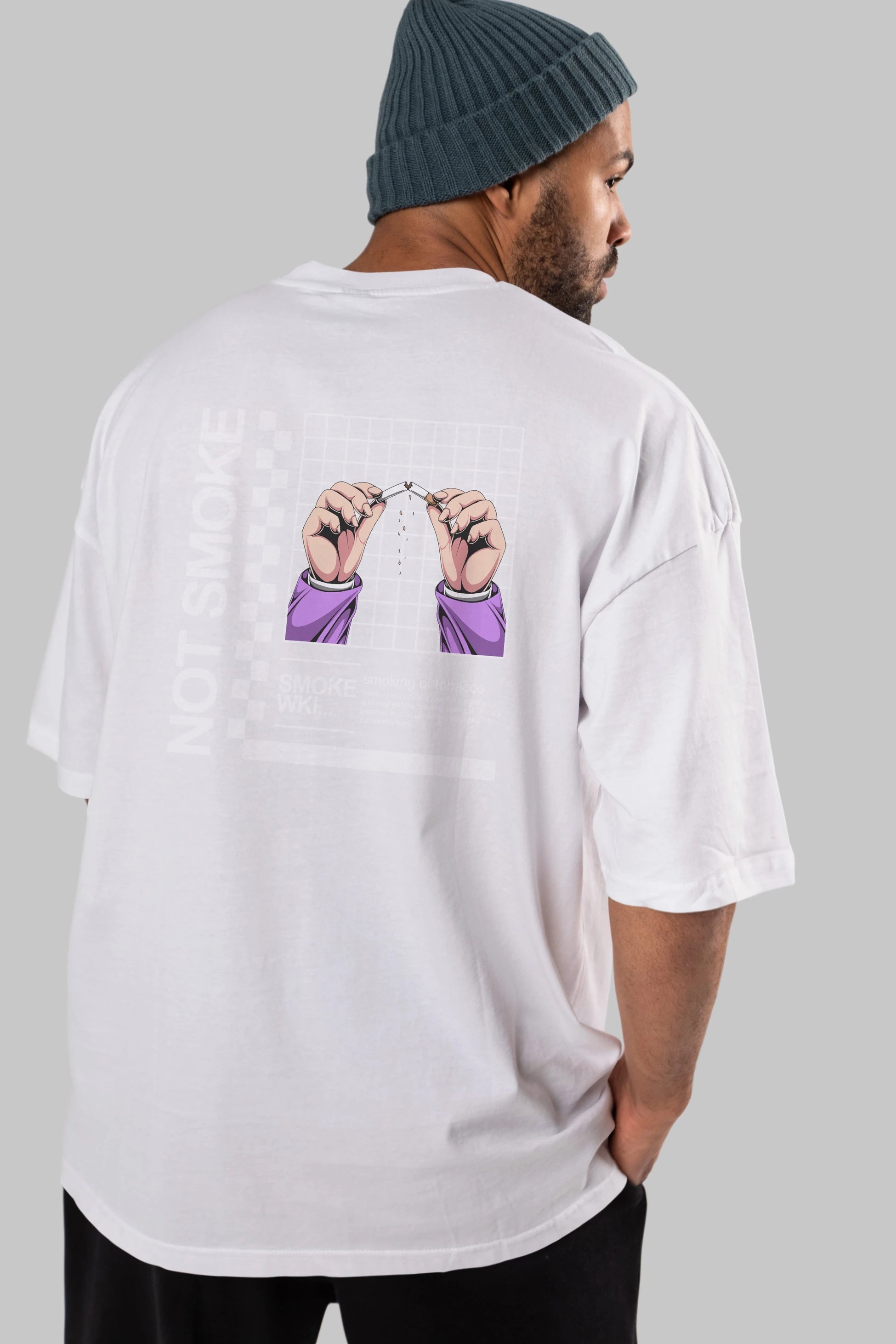 Not Smoke Arka Baskılı Oversize t-shirt Erkek Kadın Unisex