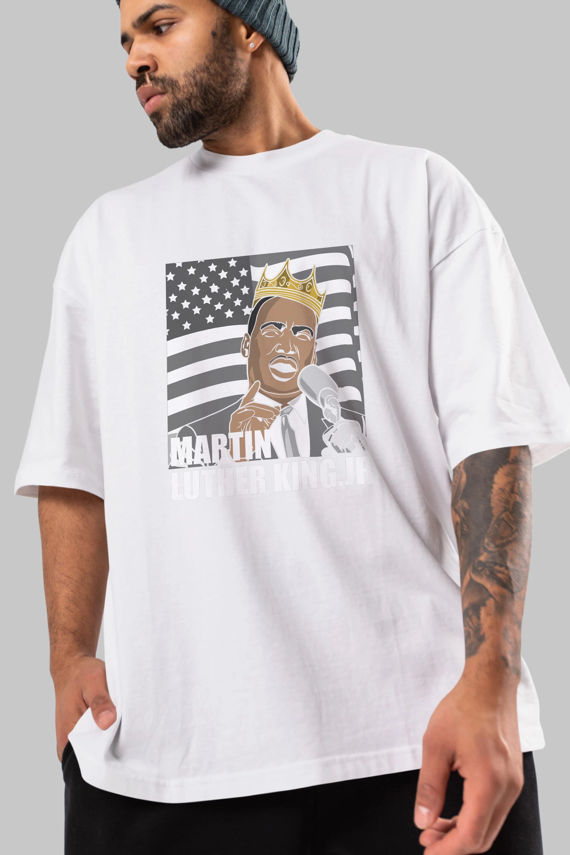 Luther King Ön Baskılı Oversize t-shirt Erkek Kadın Unisex %100 Pamuk tişort