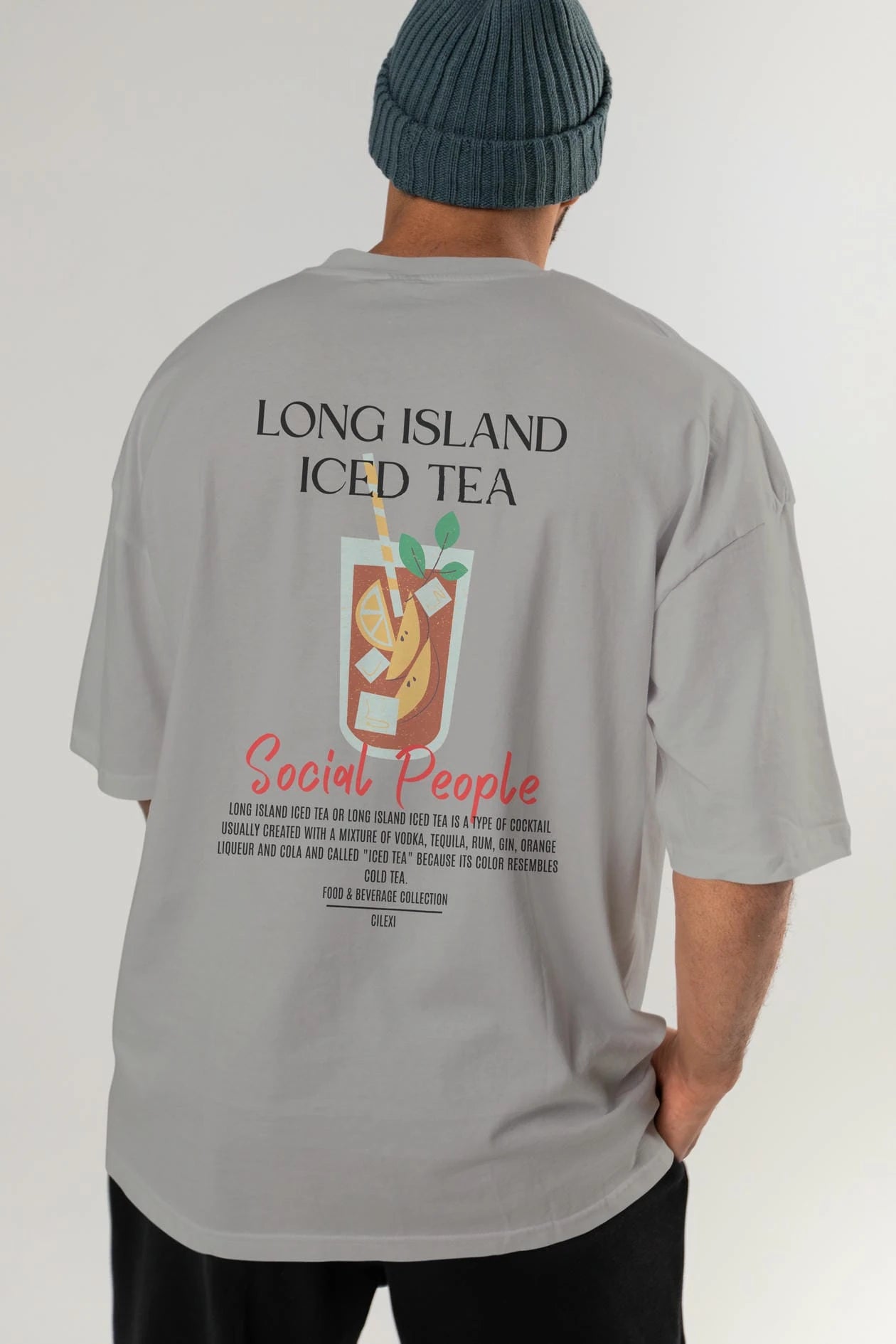 Long Island ıced tea Kokteyl Serisi Baskılı Oversize t-shirt Erkek Kadın Unisex %100 Pamuk Bisiklet Yaka tişort