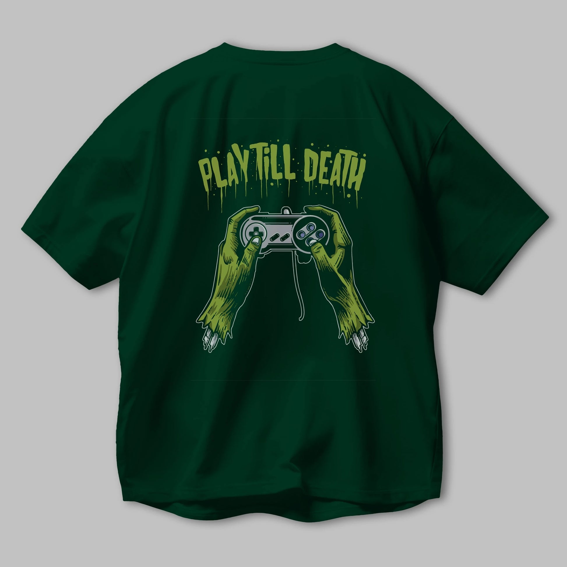 Play Till Death Arka Baskılı Oversize t-shirt Erkek Kadın Unisex %100 Pamuk