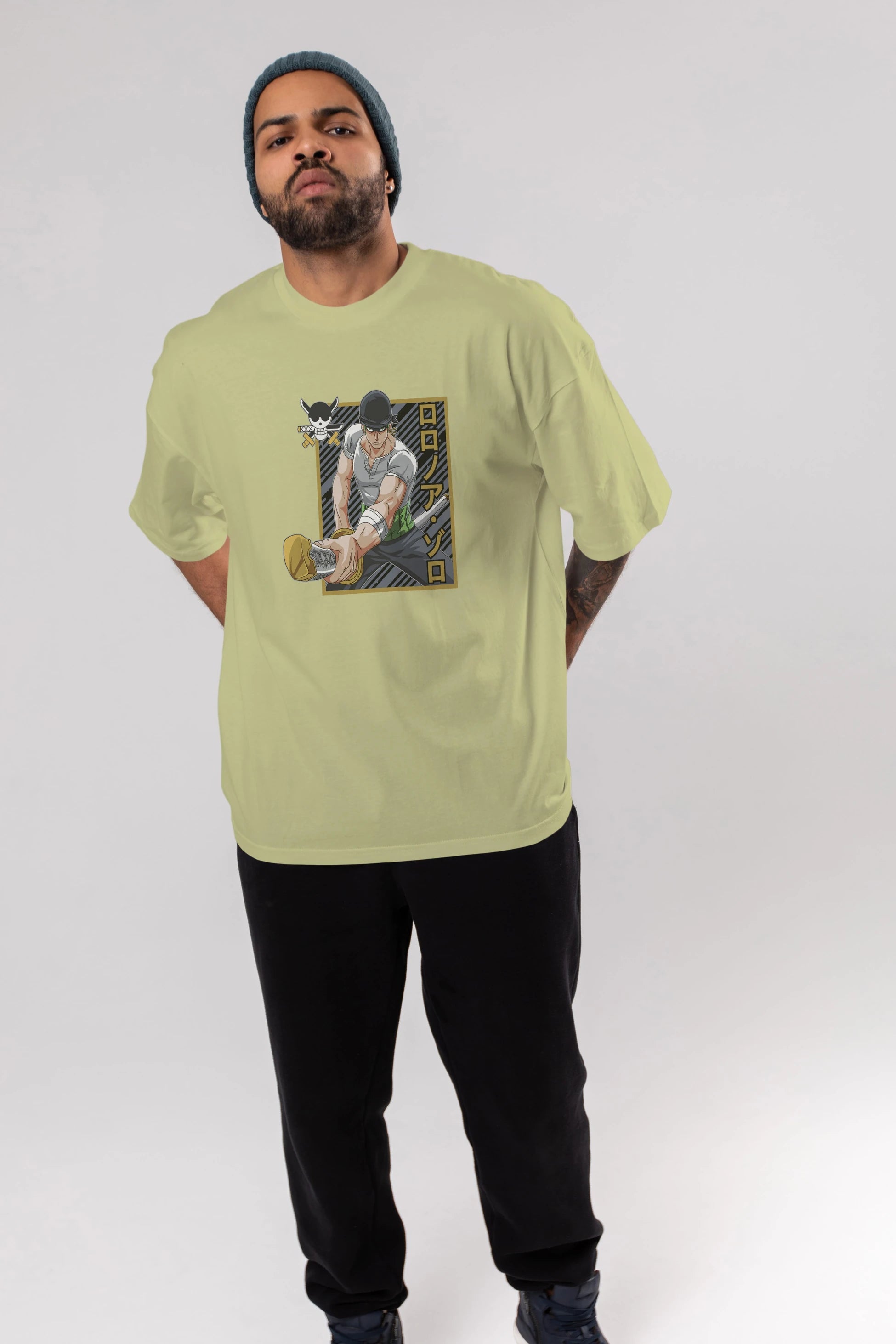 RORONOA ZORO Anime Ön Baskılı Oversize t-shirt %100 pamuk Erkek Kadın Unisex