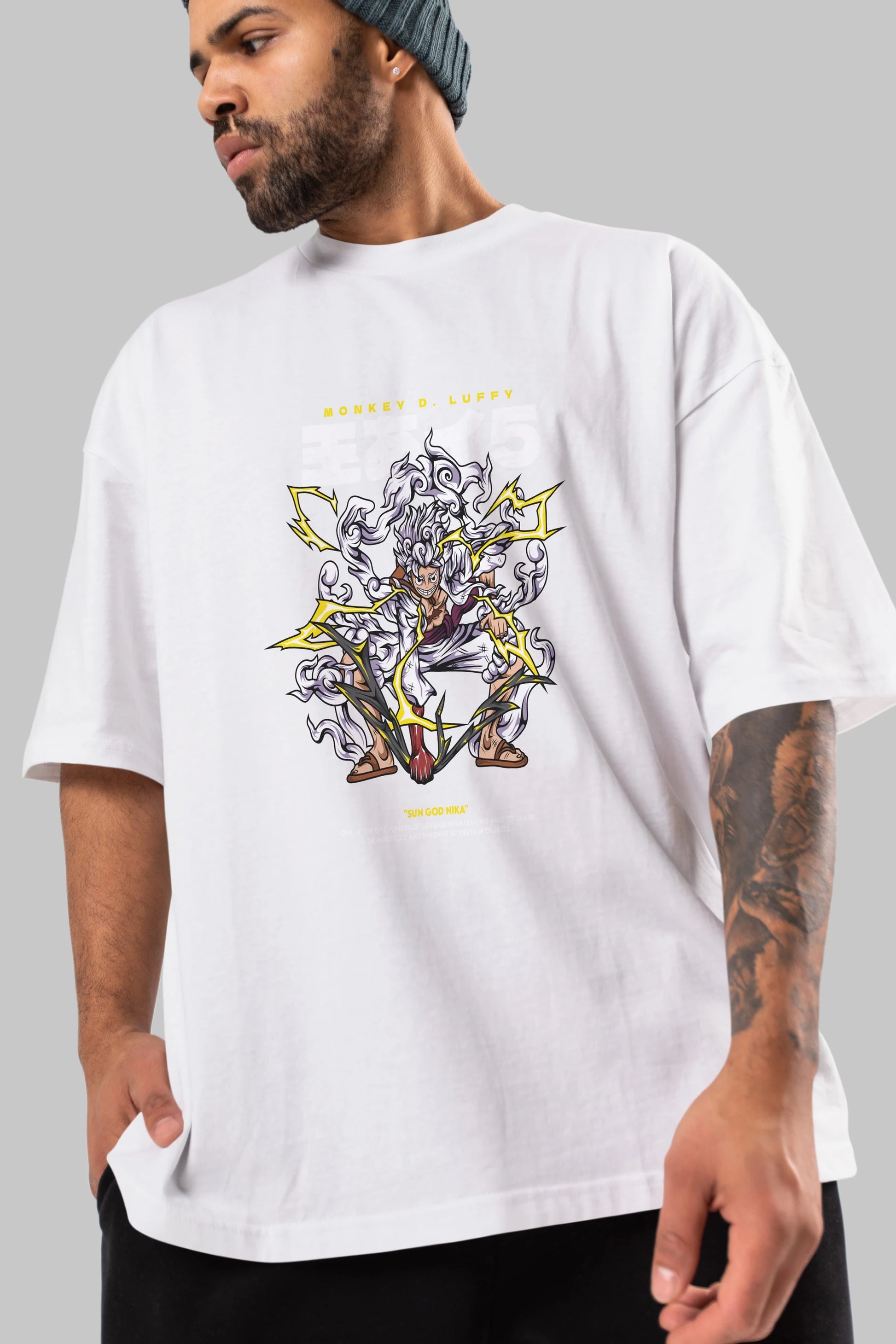 Monkey D. Luffy Anime Ön Baskılı Oversize t-shirt %100 pamuk Erkek Kadın Unisex