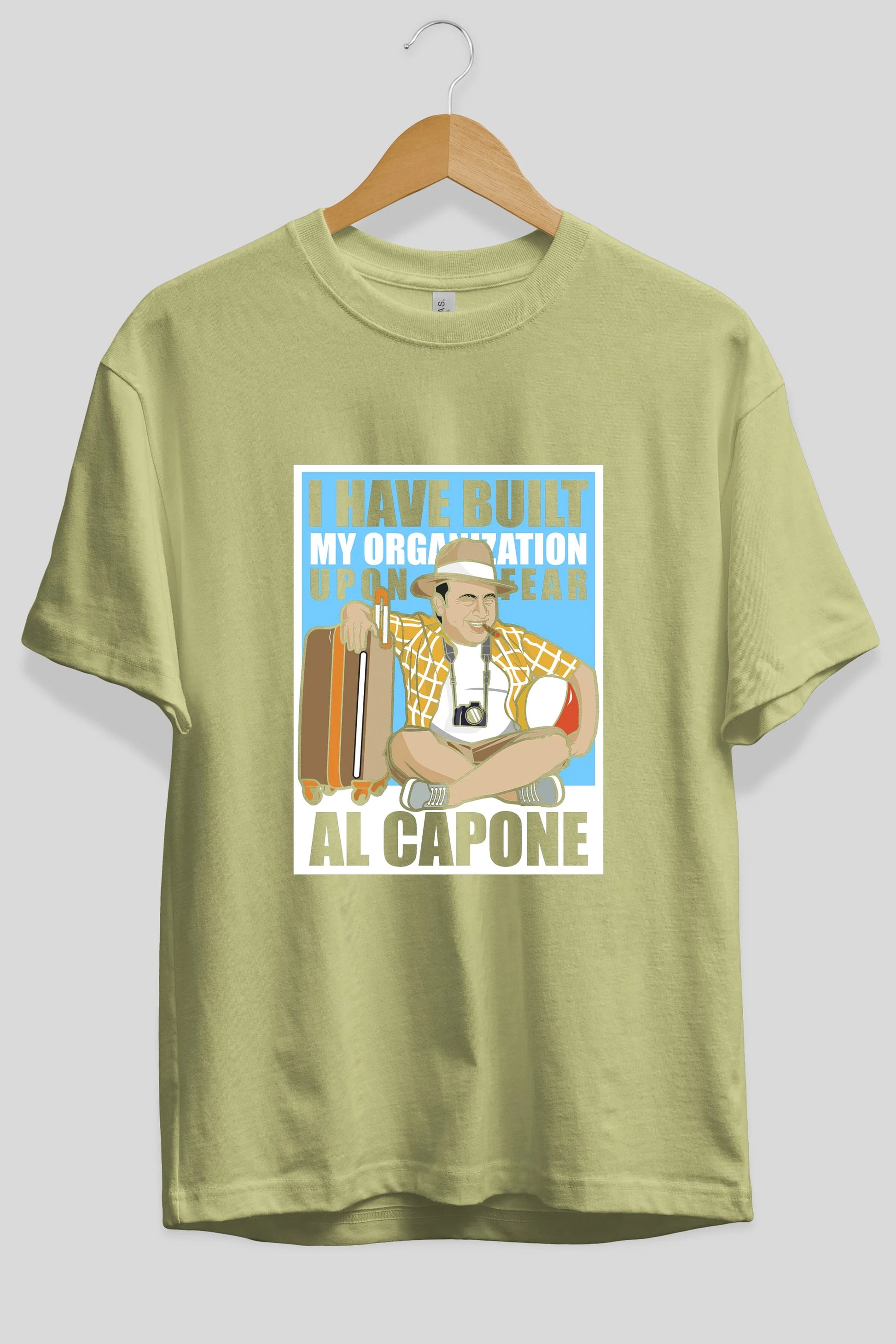 Al Capone Holiday Ön Baskılı Oversize t-shirt Erkek Kadın Unisex %100 Pamuk tişort