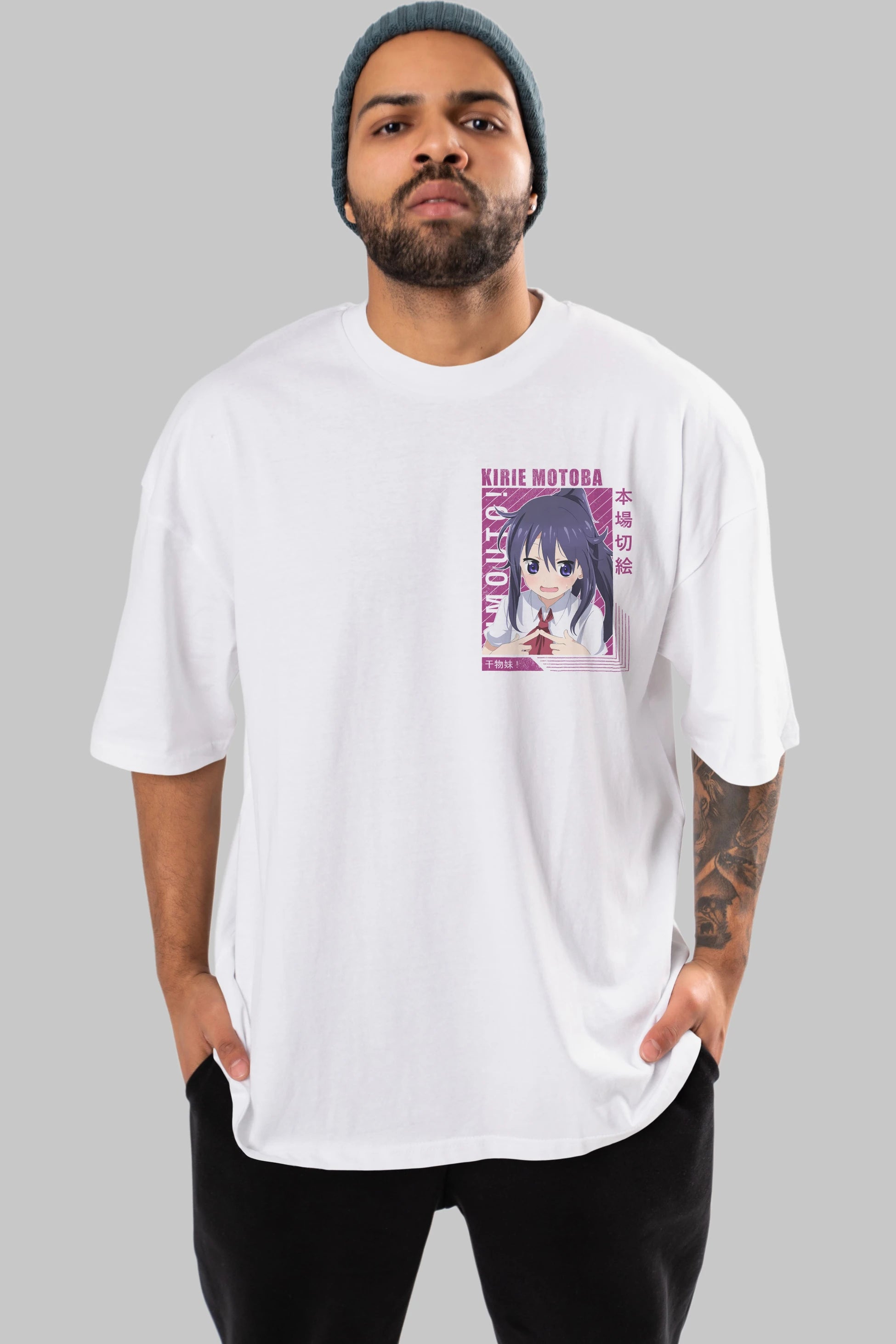 Kirie Motoba 4 Ön Sol Baskılı Oversize t-shirt Erkek Kadın Unisex %100 Pamuk Bisiklet Yaka tişort