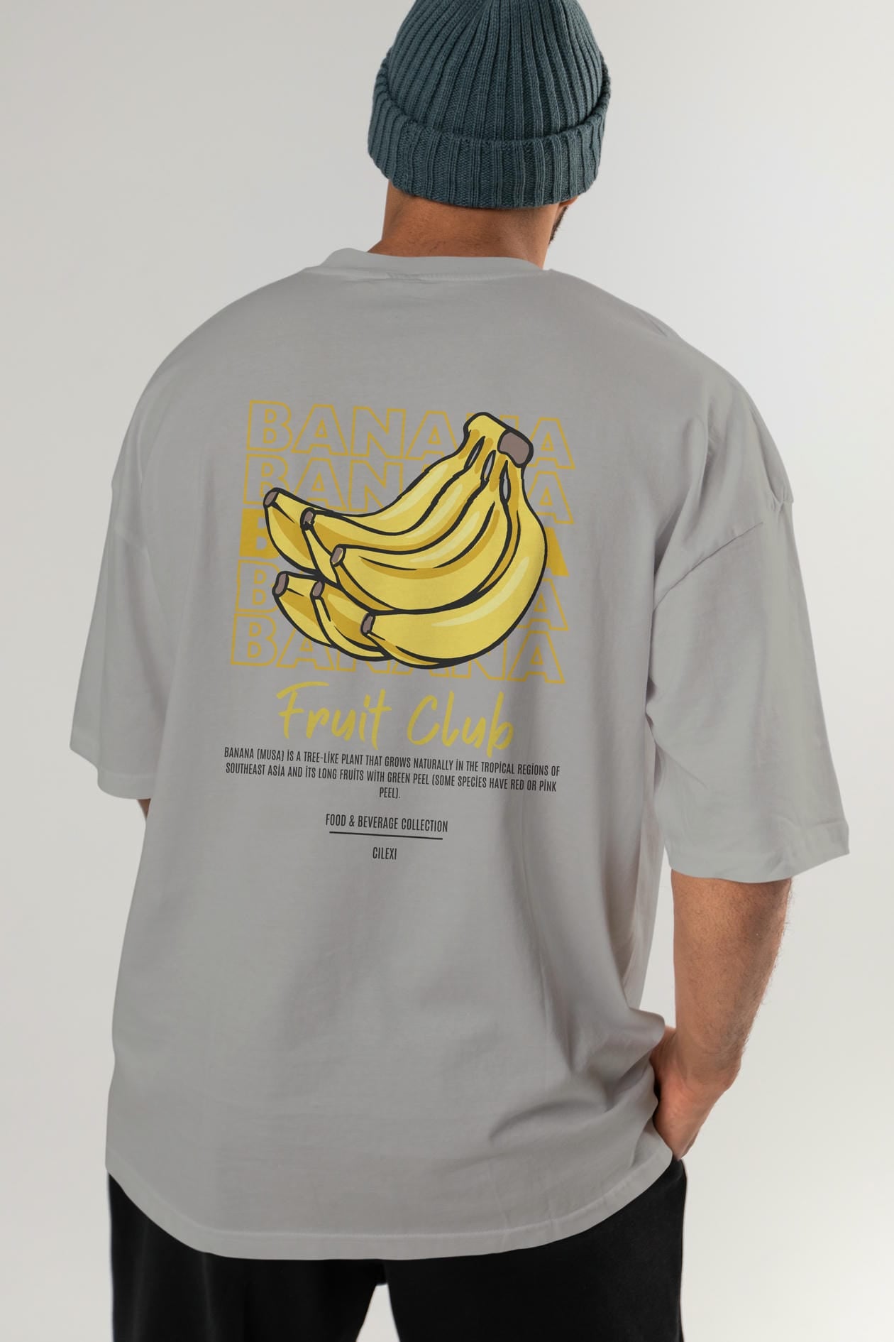 Banana Arka Baskılı Oversize t-shirt Erkek Kadın Pamuk Bisiklet Yaka tişort