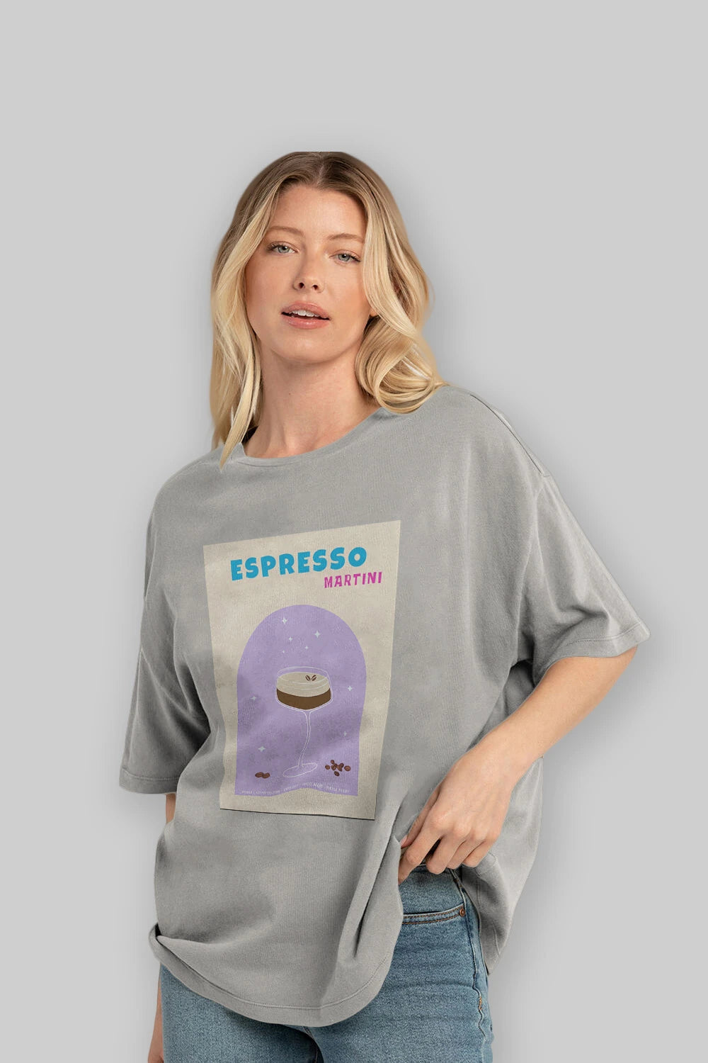 Espresso Martini 5 Ön Baskılı Oversize t-shirt Erkek Kadın Unisex %100 Pamuk Bisiklet Yaka tişort