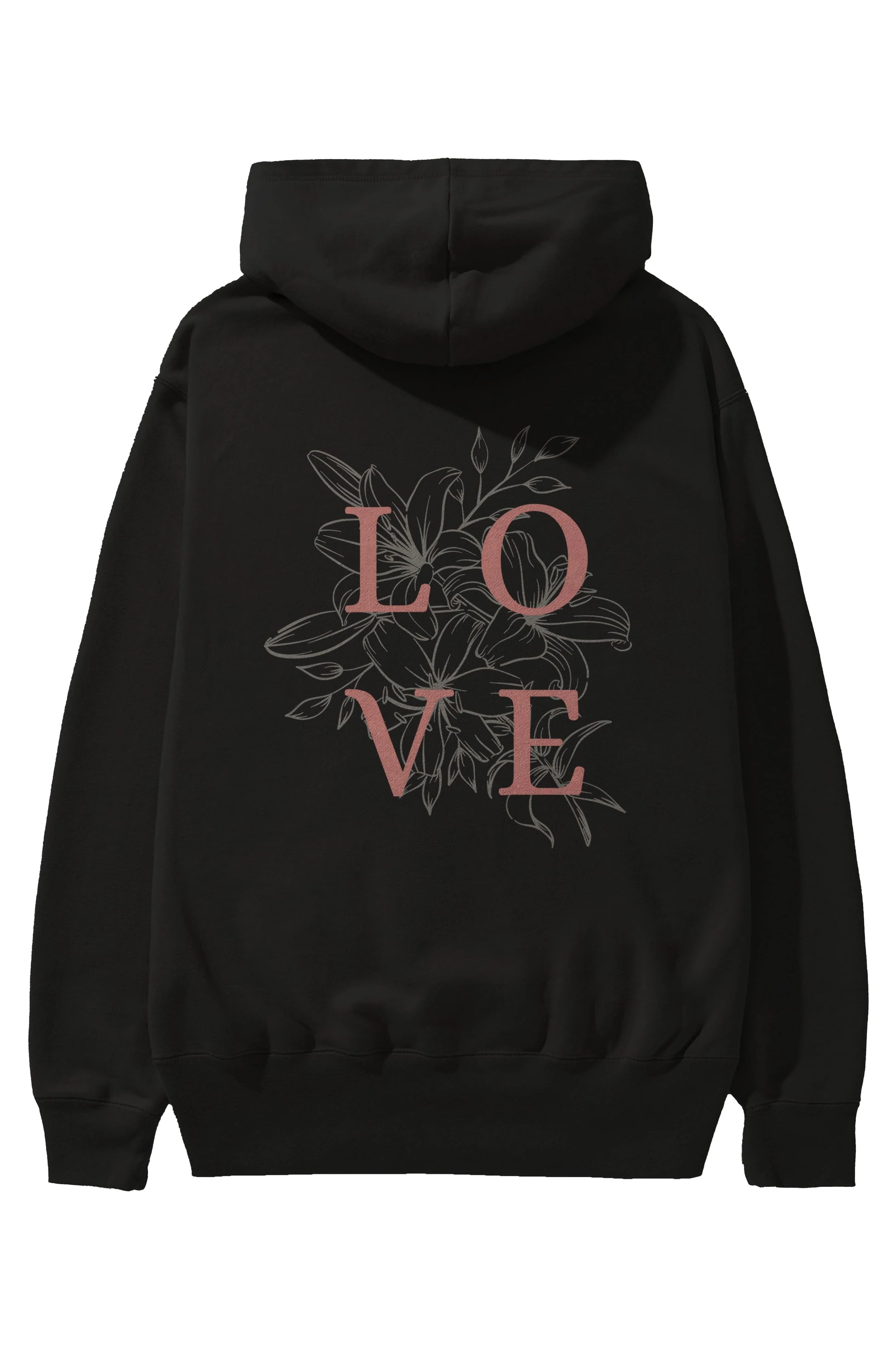 Love Yazılı Arka Baskılı Oversize Hoodie Kapüşonlu Sweatshirt Erkek Kadın Unisex