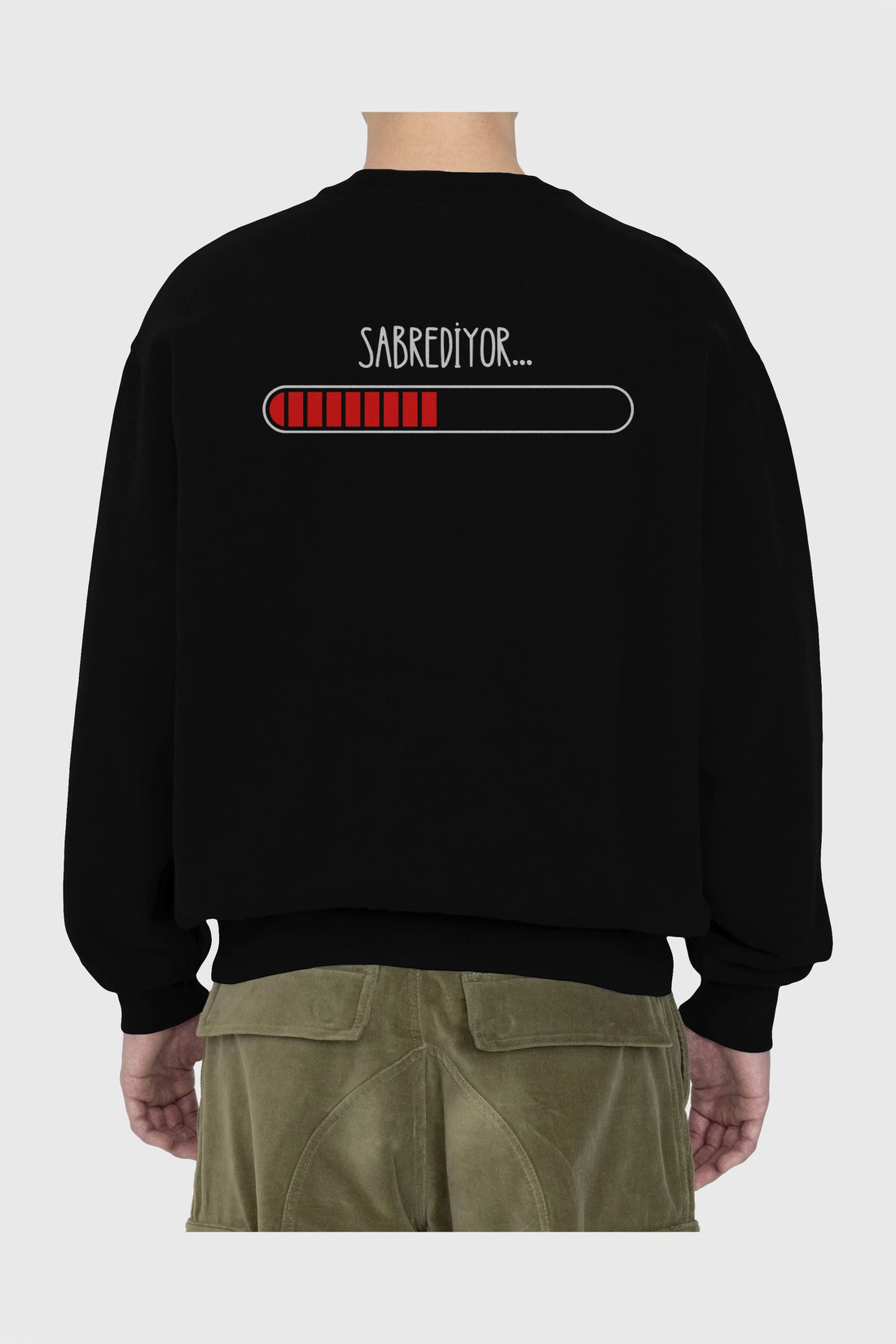 Sabrediyor Yazılı Arka Baskılı Oversize Sweatshirt Erkek Kadın Unisex
