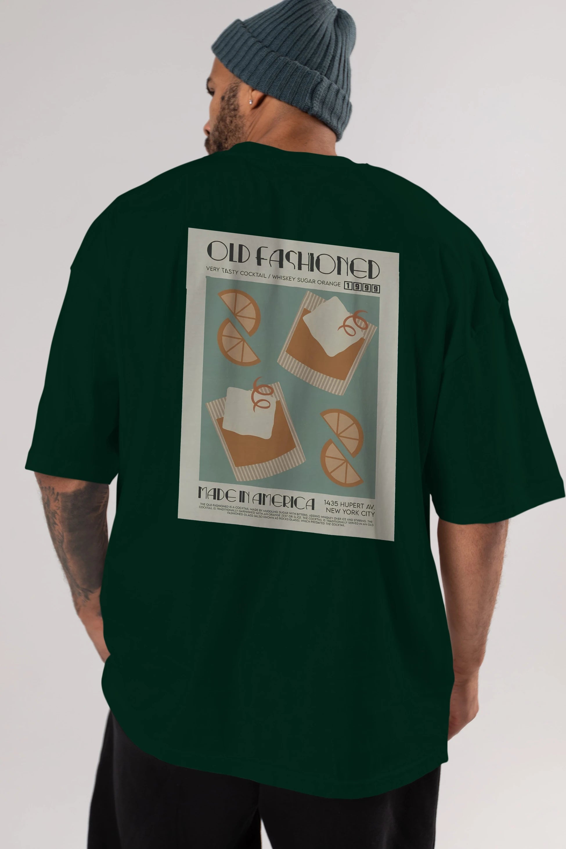 Old Fashioned 2 Arka Baskılı Oversize t-shirt Erkek Kadın Unisex %100 Pamuk Bisiklet Yaka tişort