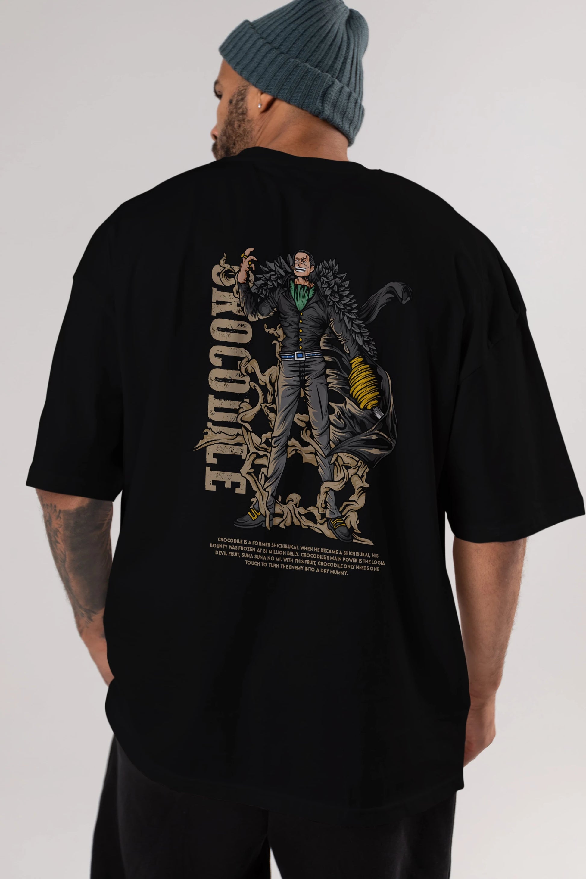 Crocodile Anime Arka Baskılı Oversize t-shirt Erkek Kadın Unisex