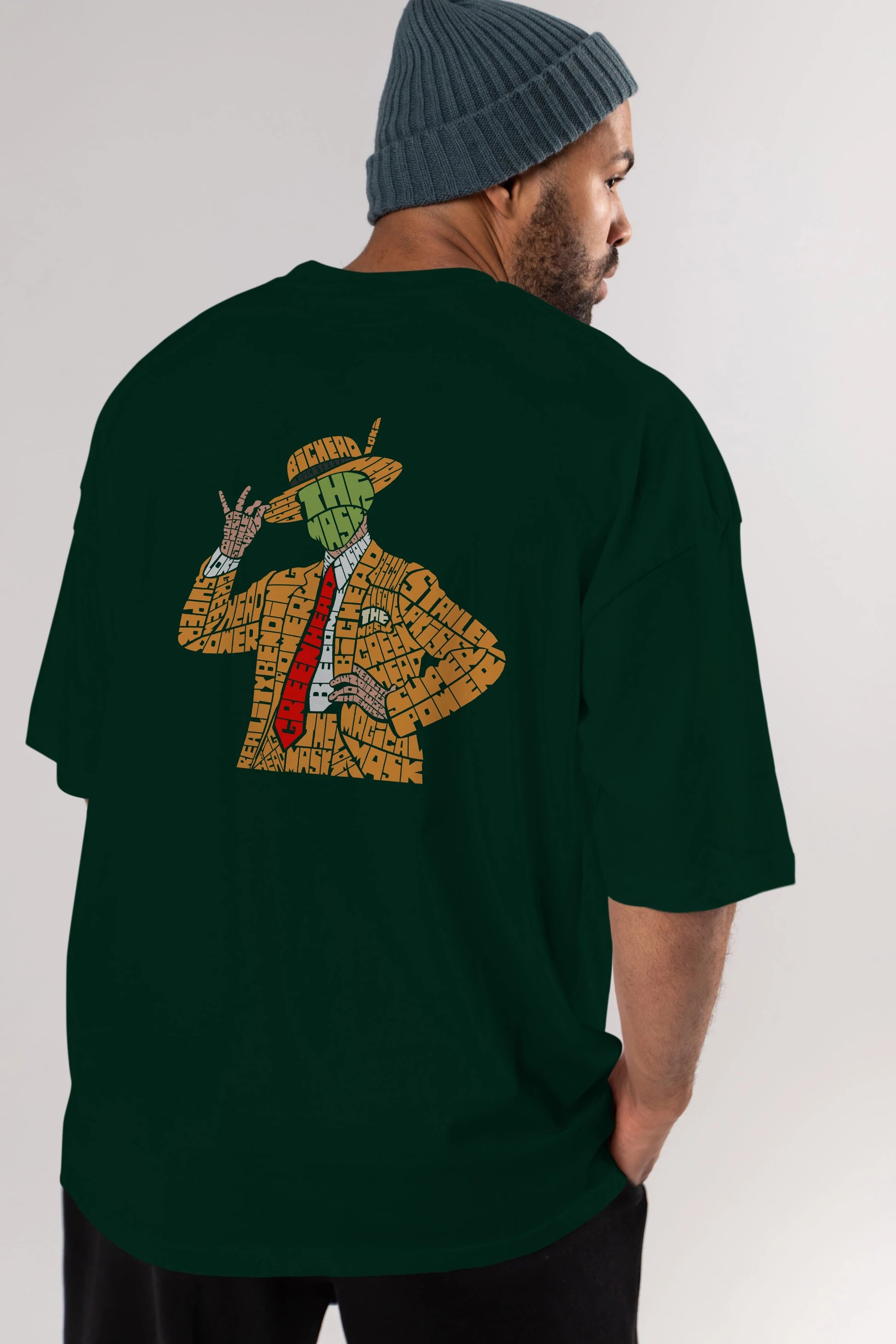 The Mask Arka Baskılı Oversize t-shirt %100 pamuk Erkek Kadın Unisex