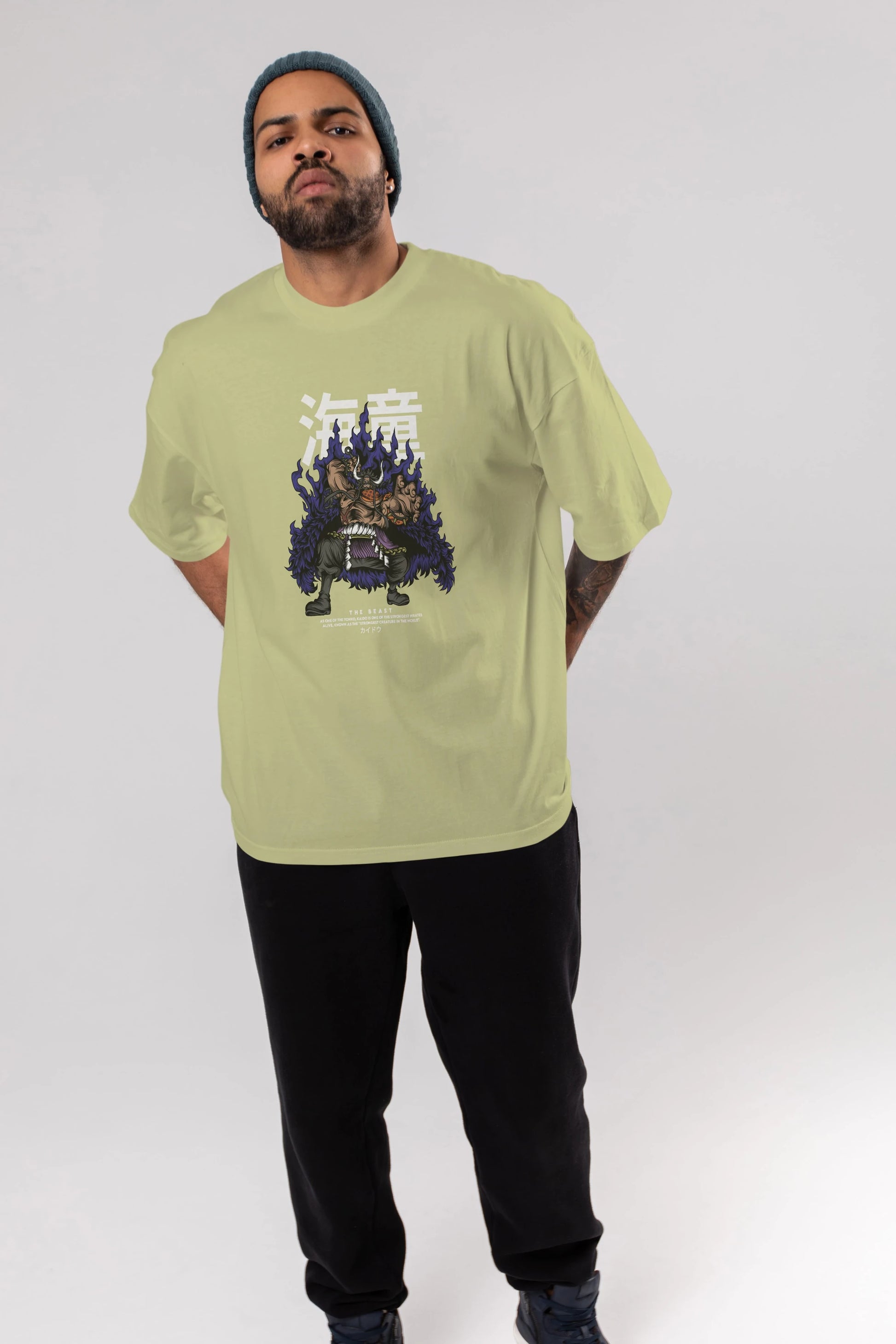Kaido Anime Ön Baskılı Oversize t-shirt %100 pamuk Erkek Kadın Unisex