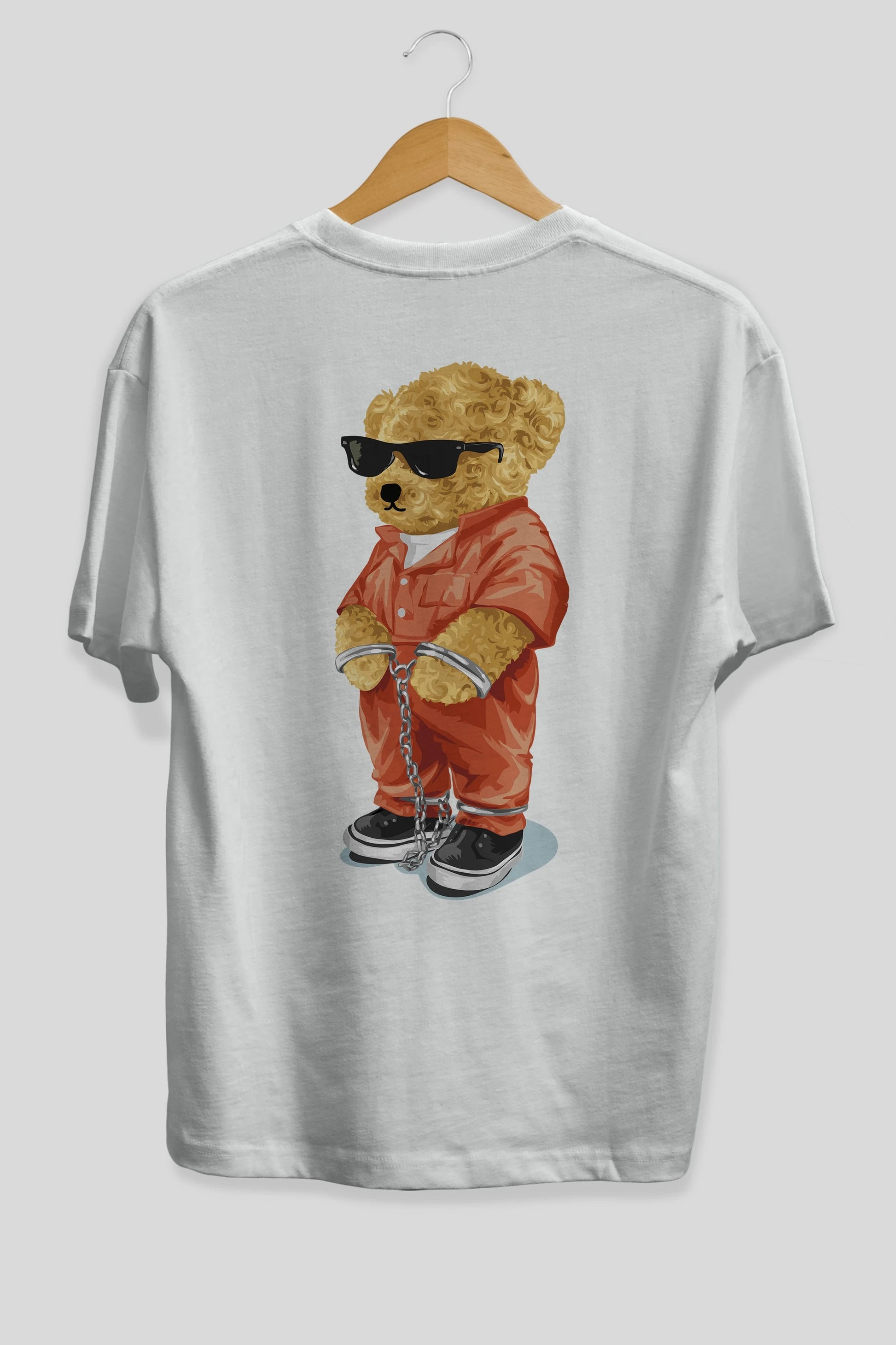 Teddy Bear Kodes Arka Baskılı Oversize t-shirt Erkek Kadın Unisex %100 Pamuk