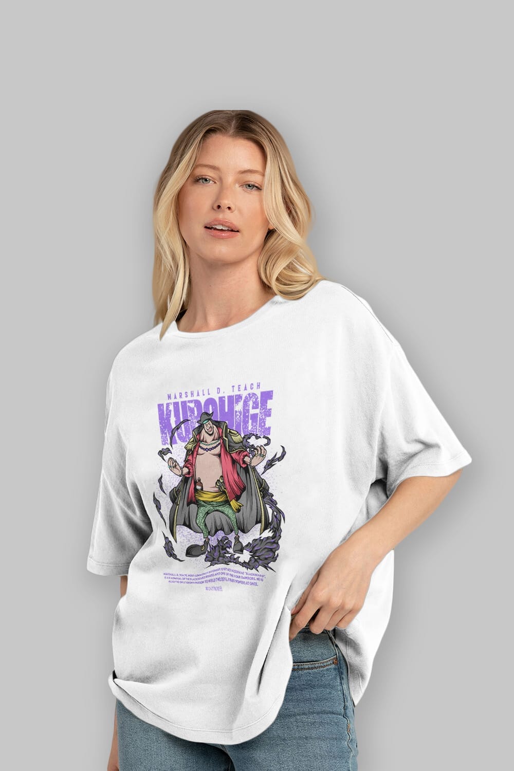 Marshall D. Teach Anime Ön Baskılı Oversize t-shirt %100 pamuk Erkek Kadın Unisex