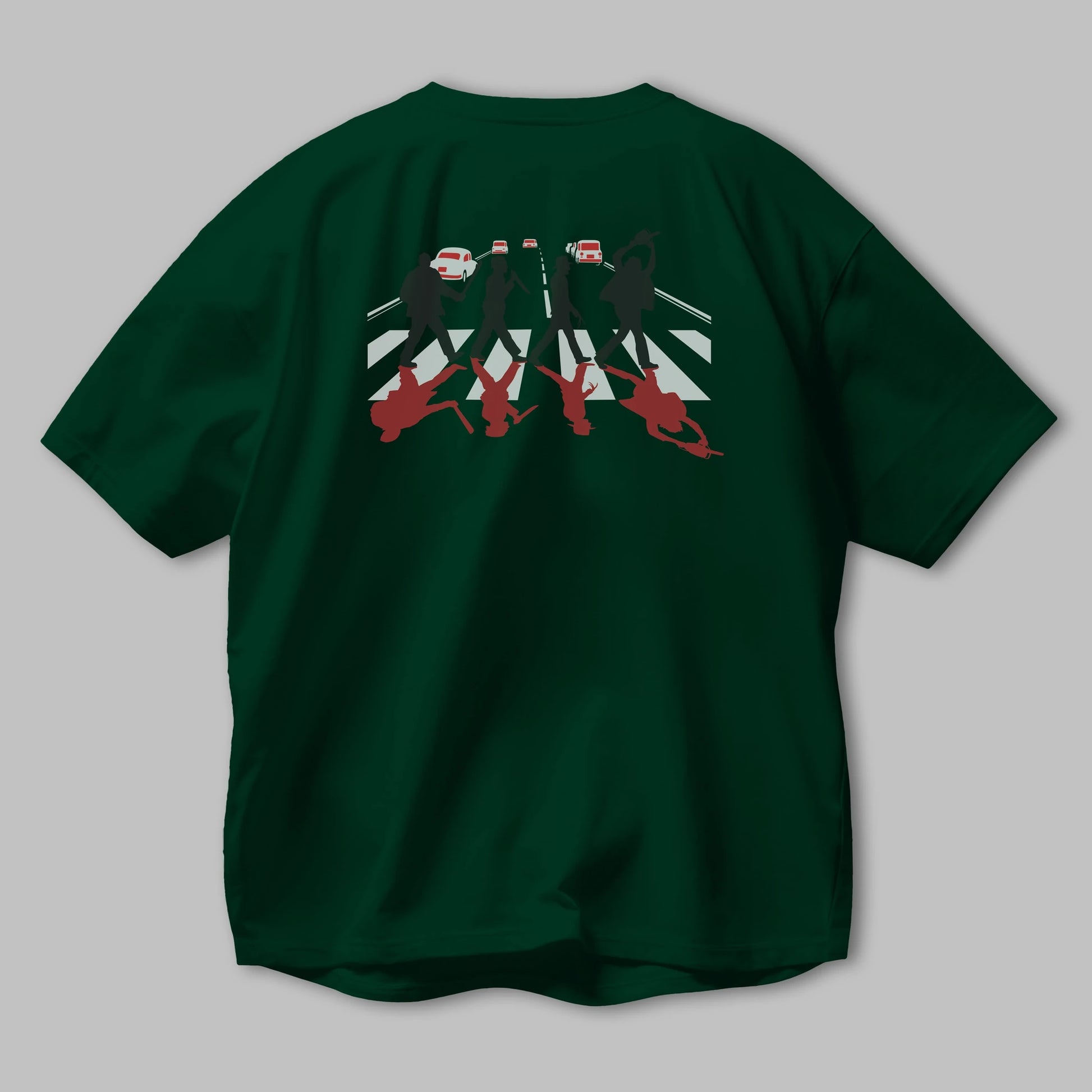 Abbey Road Killer Red Arka Baskılı Oversize t-shirt %100 pamuk Erkek Kadın Unisex
