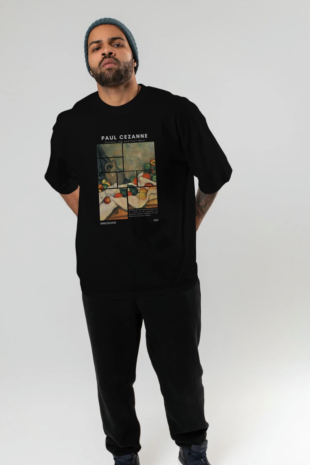 Paul Cezanne Curtain ön Baskılı Oversize t-shirt Erkek Kadın Bisiklet Yaka Pamuk tişort