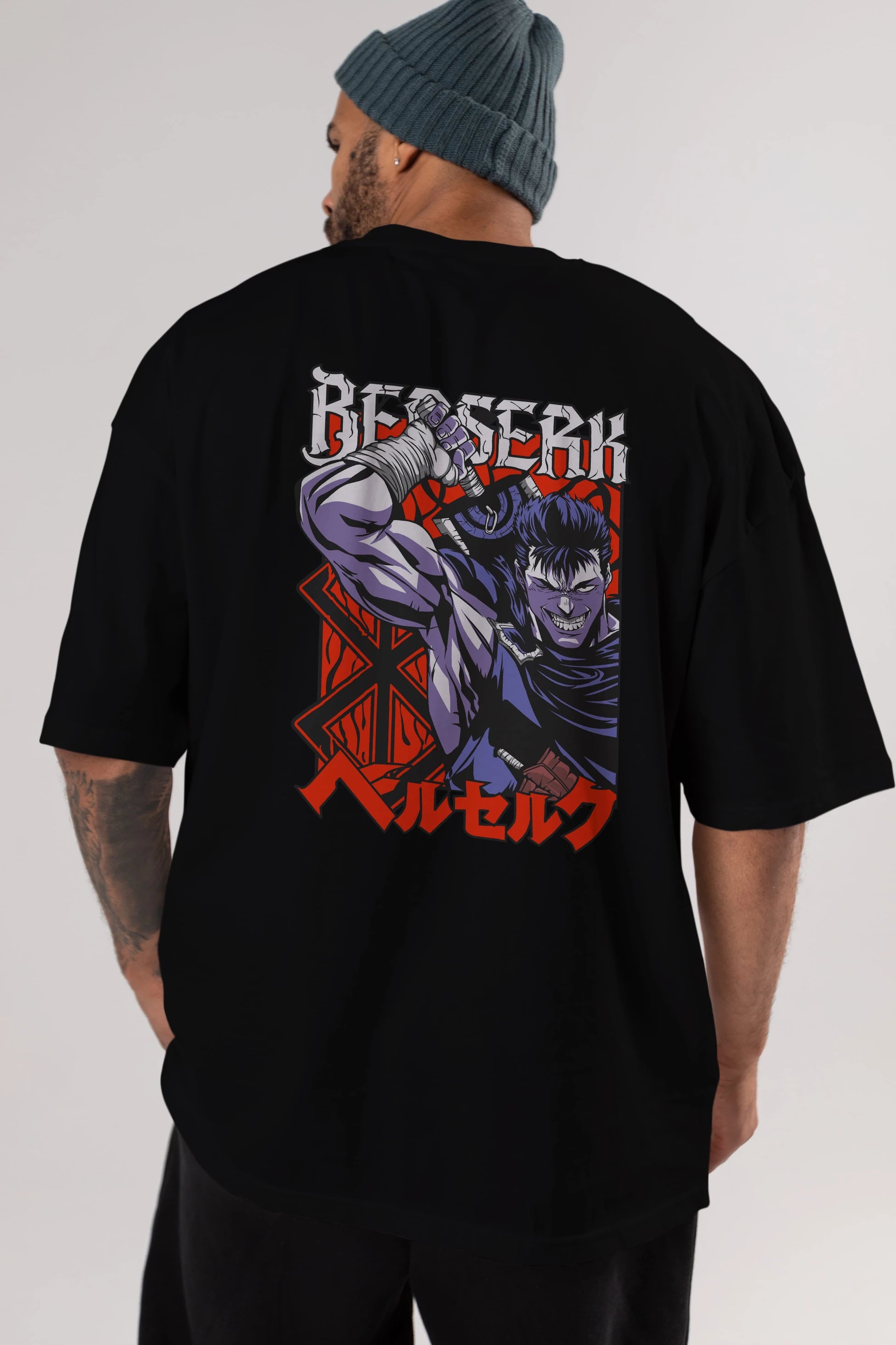 GUTS berserk Anime Arka Baskılı Oversize t-shirt Erkek Kadın Unisex
