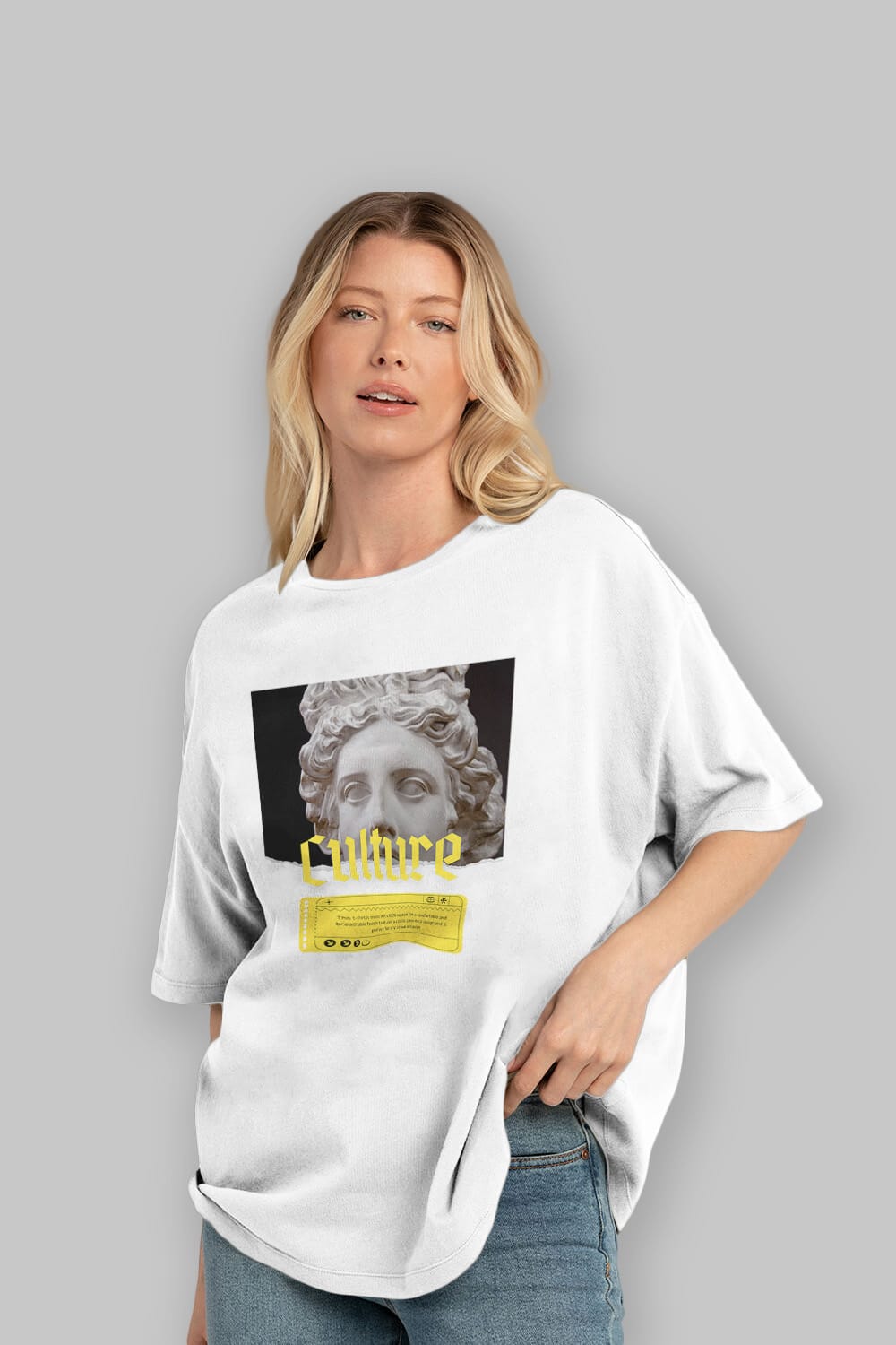 Culture Yazılı Ön Baskılı Oversize t-shirt Erkek Kadın Unisex