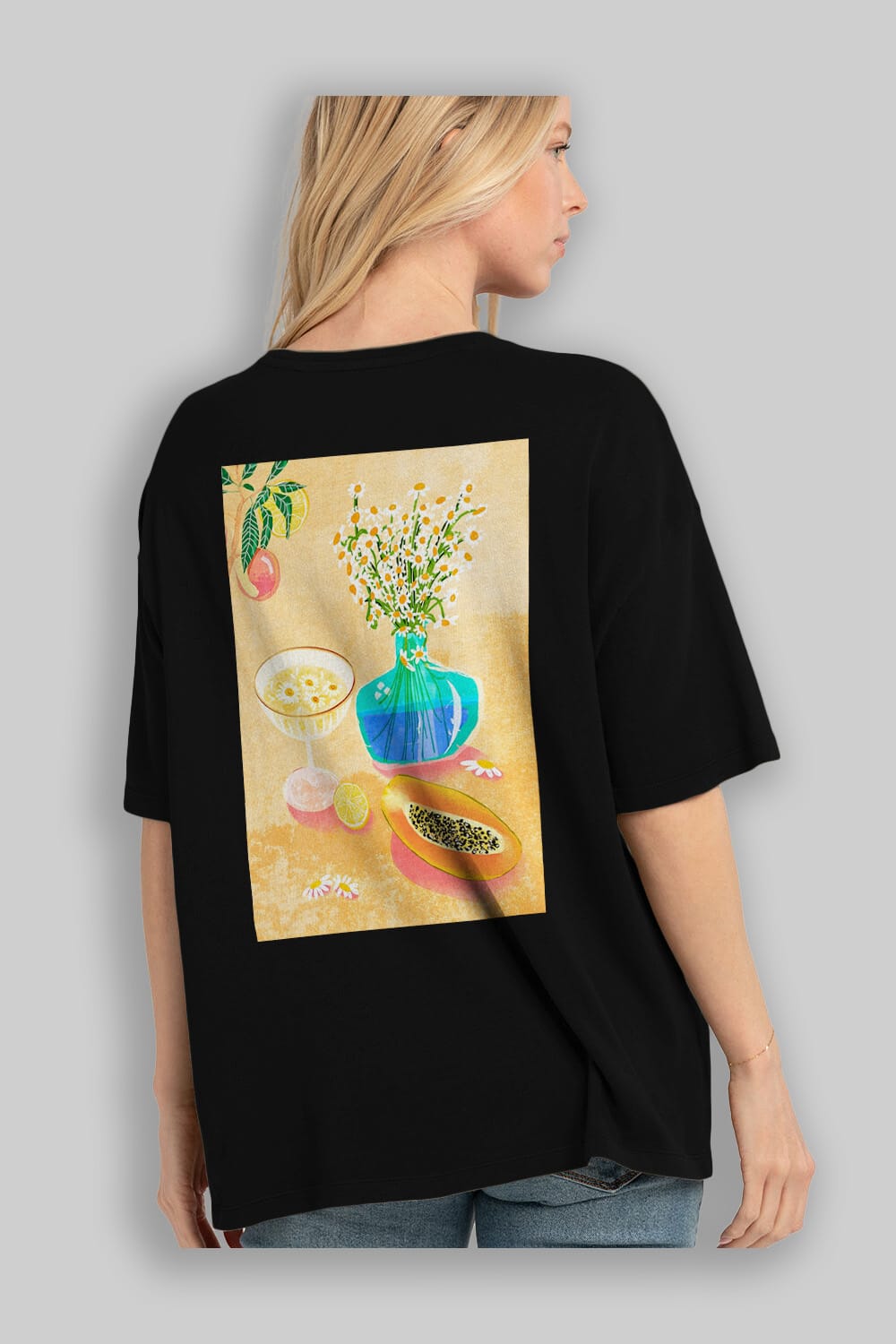 Cheers 2 Arka Baskılı Oversize t-shirt Erkek Kadın Unisex %100 Pamuk Bisiklet Yaka tişort