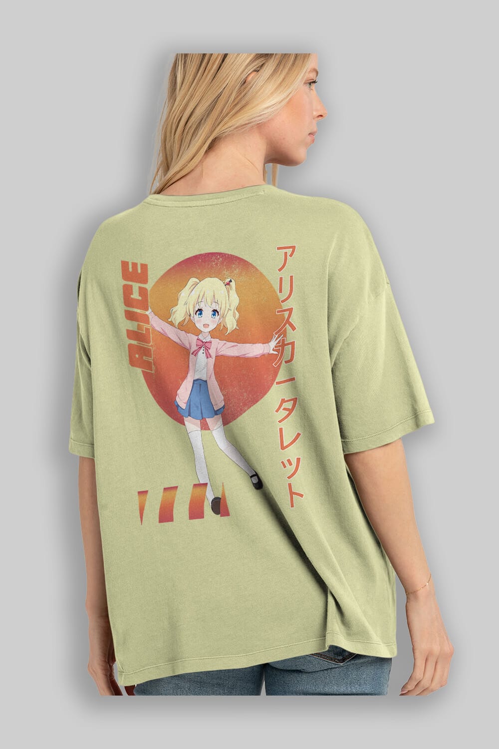 Alice Cartelet 15 Anime Arka Baskılı Oversize t-shirt Erkek Kadın Unisex