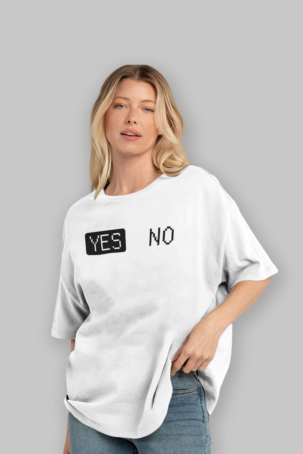 Yes No Ön Baskılı Oversize t-shirt %100 pamuk Erkek Kadın Unisex
