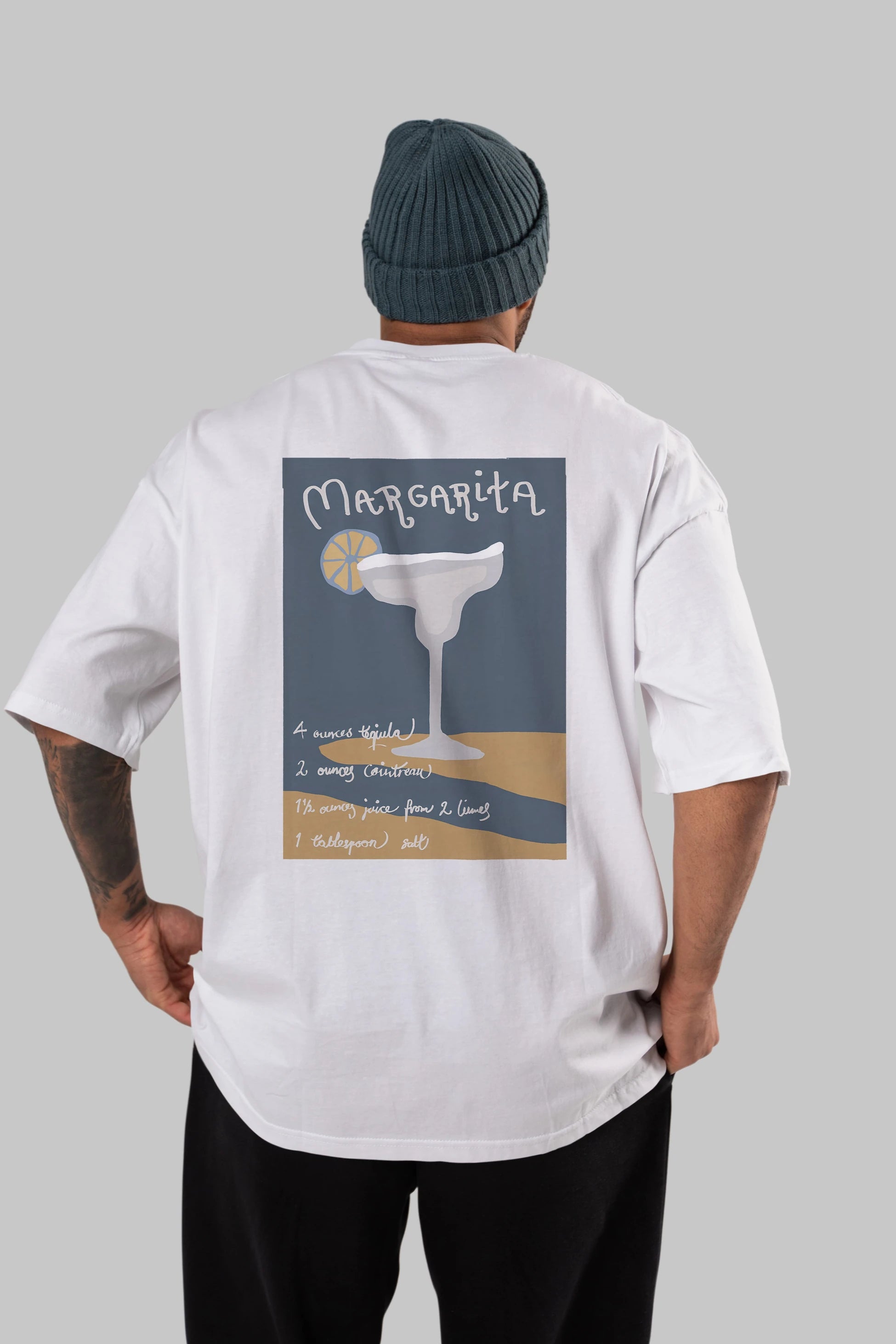Margarita 2 Arka Baskılı Oversize t-shirt Erkek Kadın Unisex %100 Pamuk Bisiklet Yaka tişort