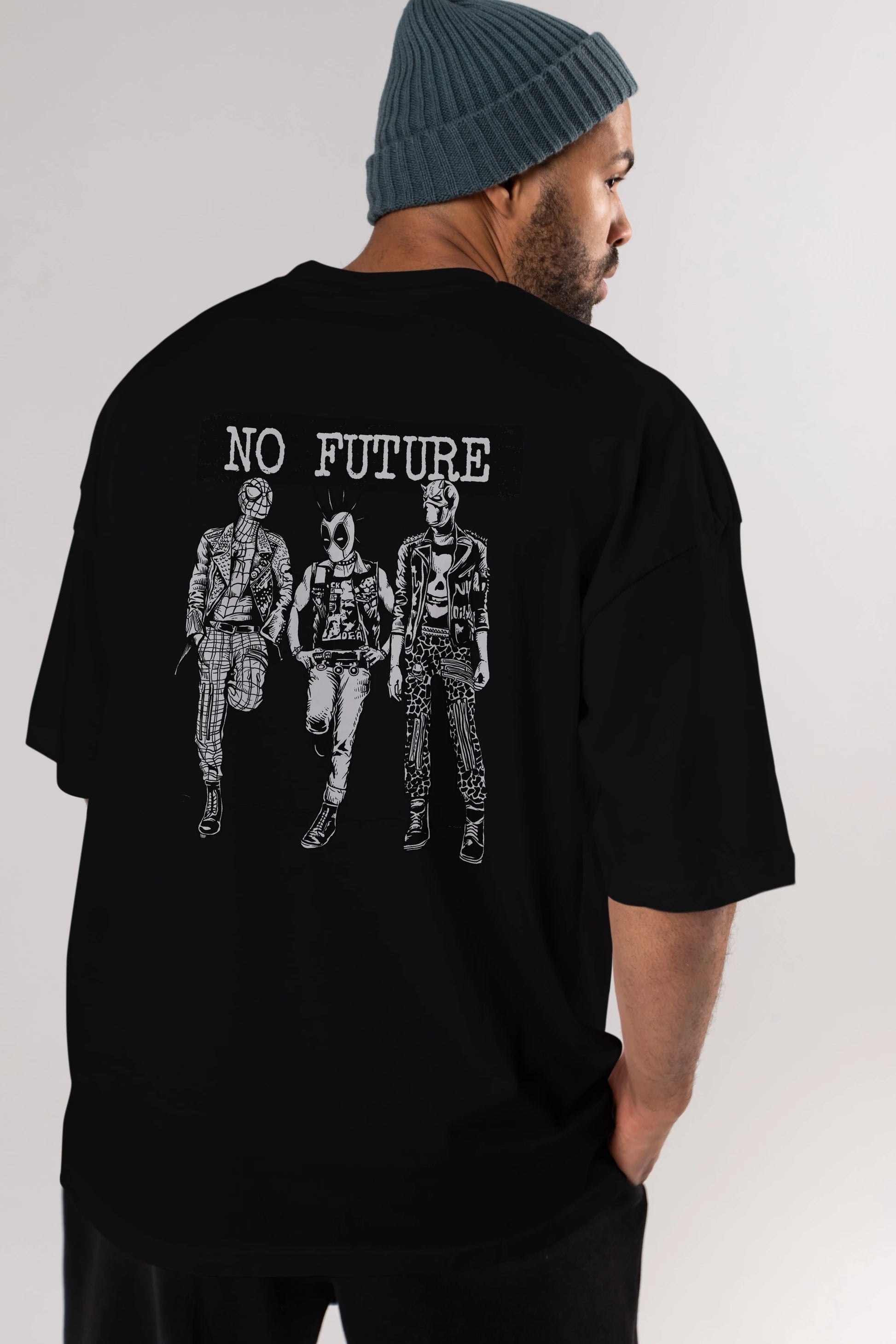 No Future Arka Baskılı Oversize t-shirt Erkek Kadın Unisex %100 Pamuk