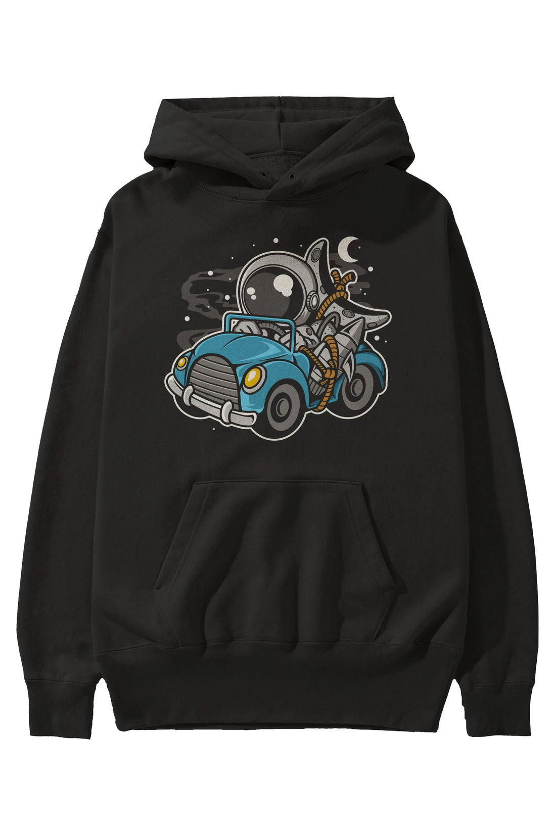 Astronaut Journey Ön Baskılı Hoodie Oversize Kapüşonlu Sweatshirt Erkek Kadın Unisex